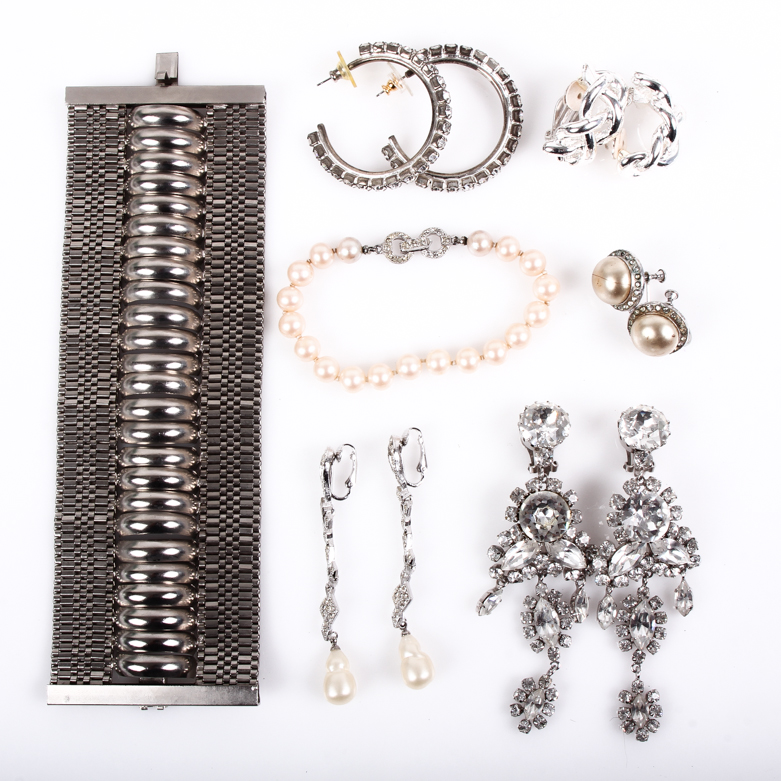 Assortment of Vintage Silver-Tone Costume Jewelry Including Nina Ricci