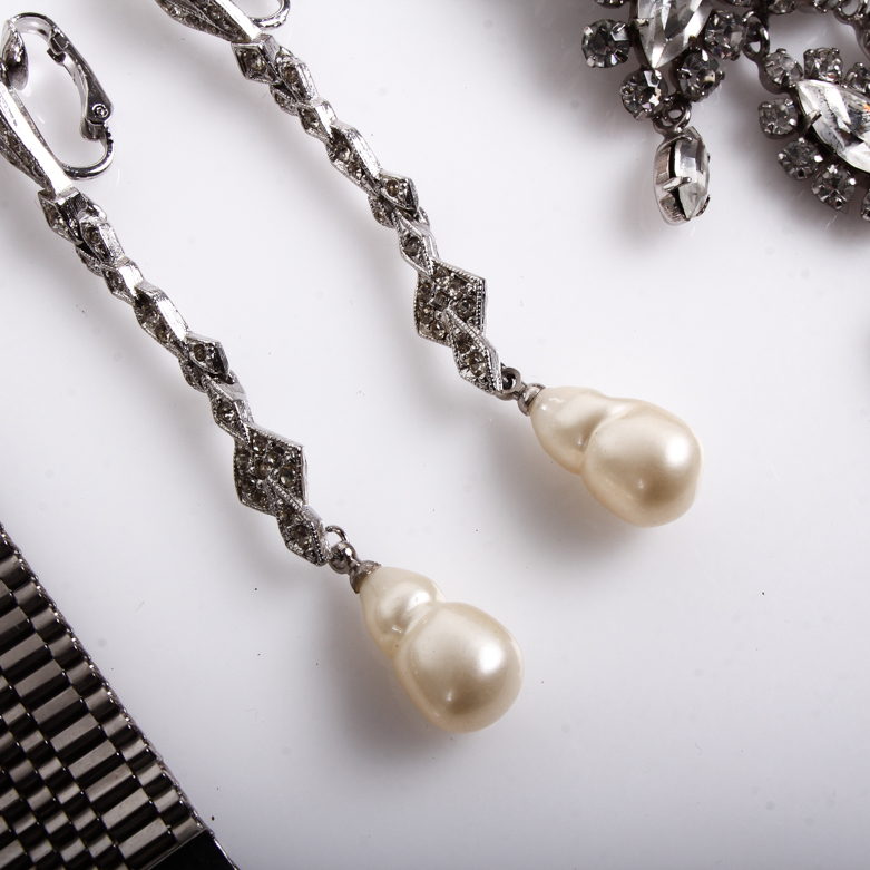 Assortment of Vintage Silver-Tone Costume Jewelry Including Nina Ricci