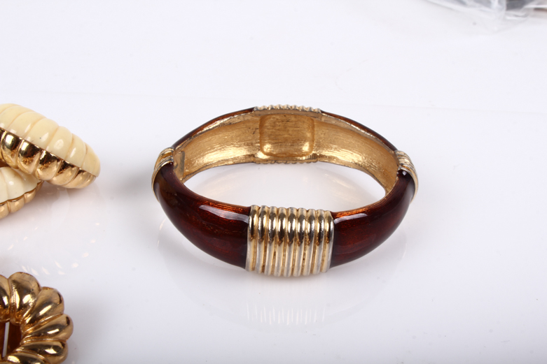 Assortment of Vintage Kenneth Jay Lane Gold-Tone Costume Earrings with Bangle