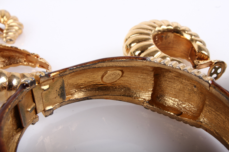 Assortment of Vintage Kenneth Jay Lane Gold-Tone Costume Earrings with Bangle