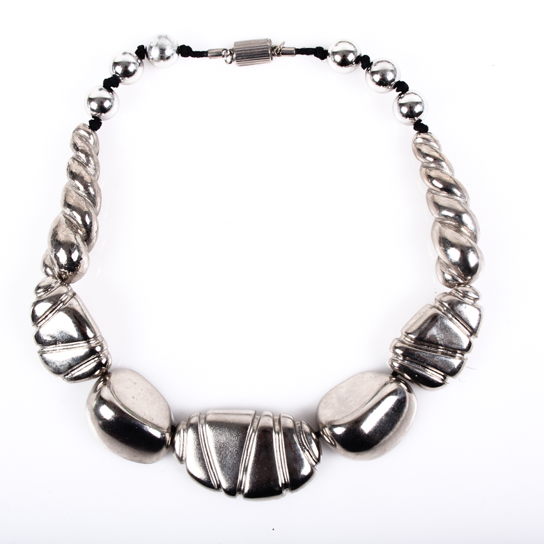 Vintage Ugo Correani Silver-Tone Statement Necklace