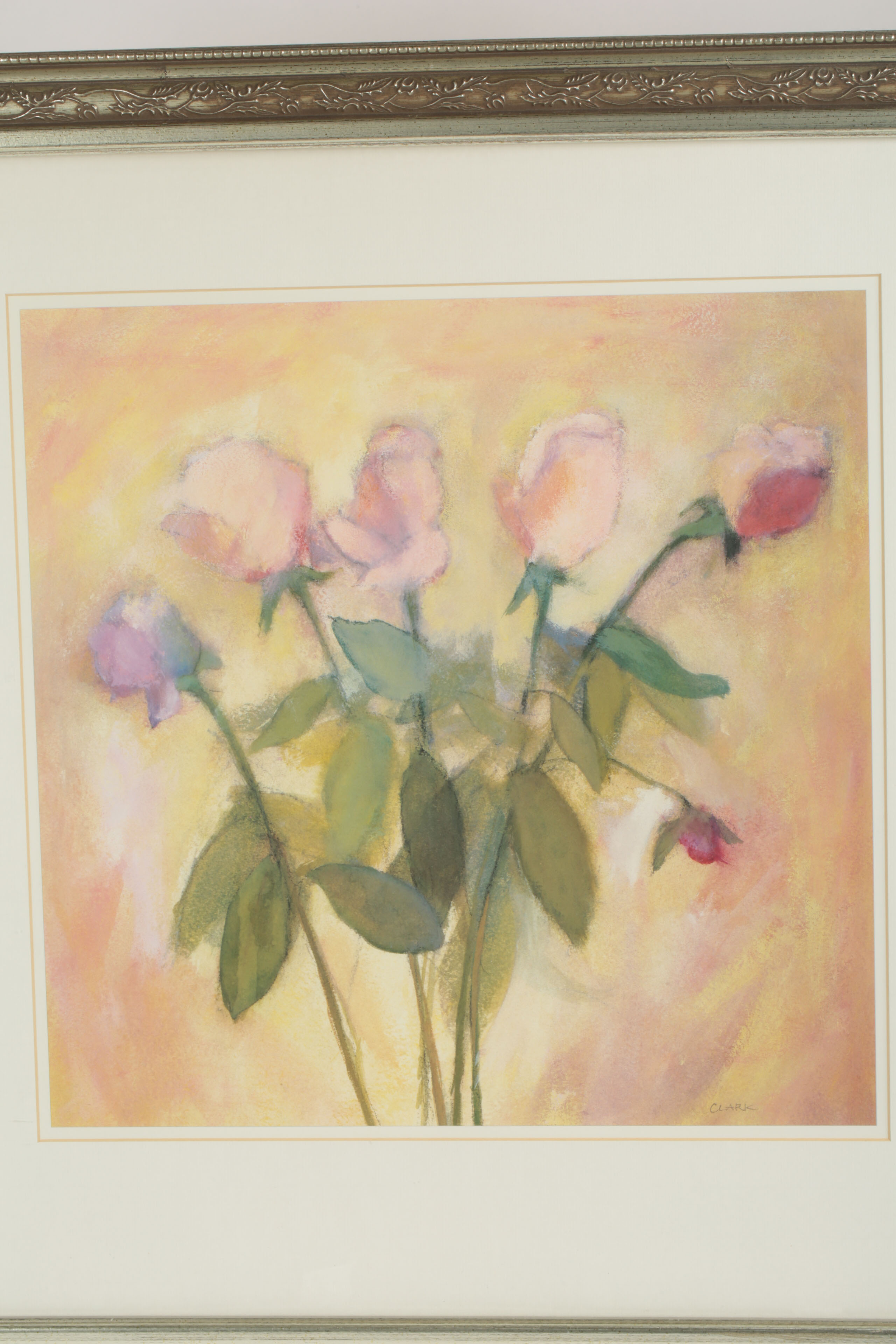 Clark Offset Lithograph Print on Paper of Pink Roses