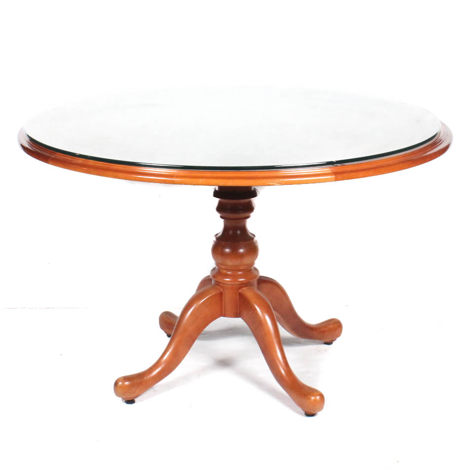 Round Glass Top Pedestal Dining Table