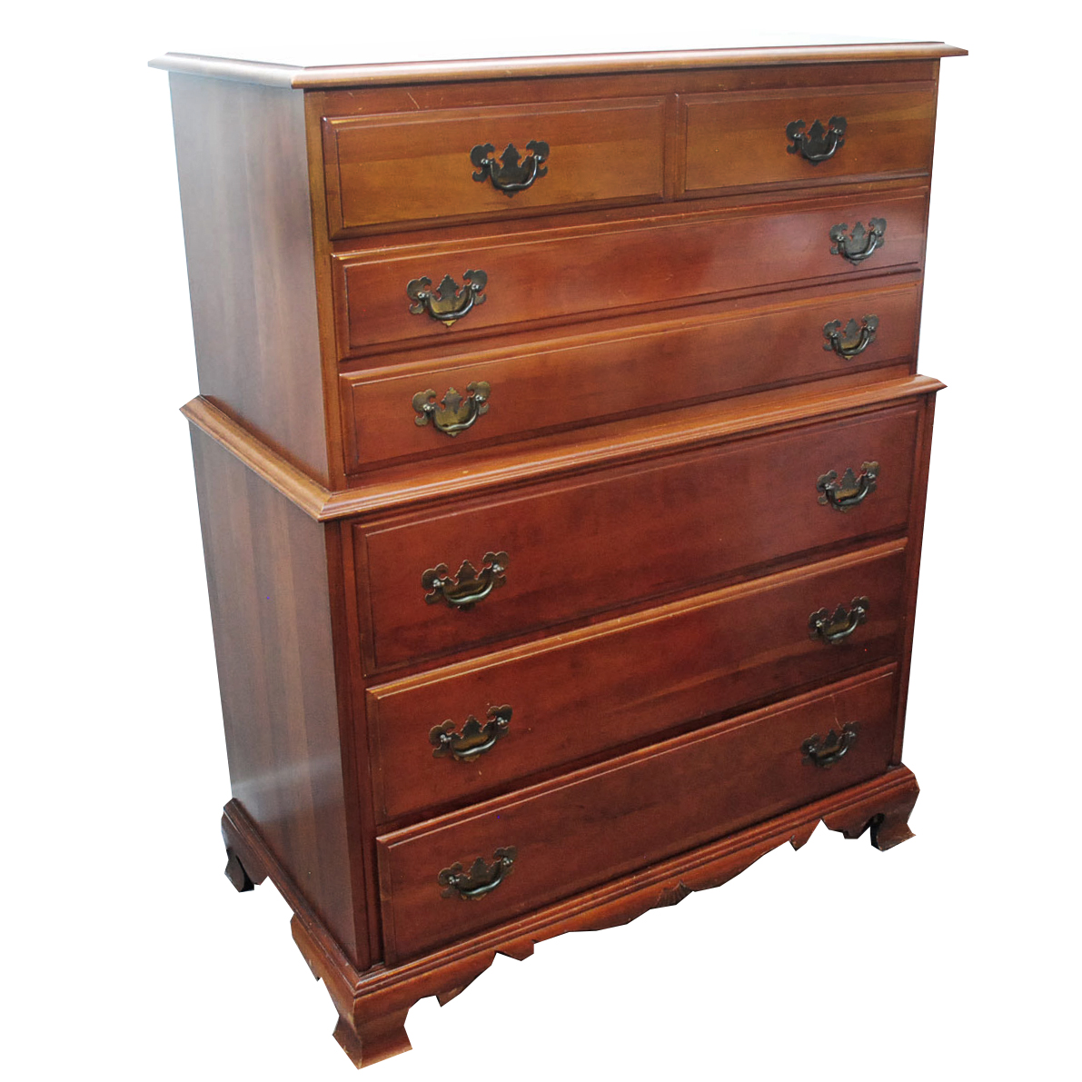 Vintage Chippendale Style Cherry Chest on Chest by Kling