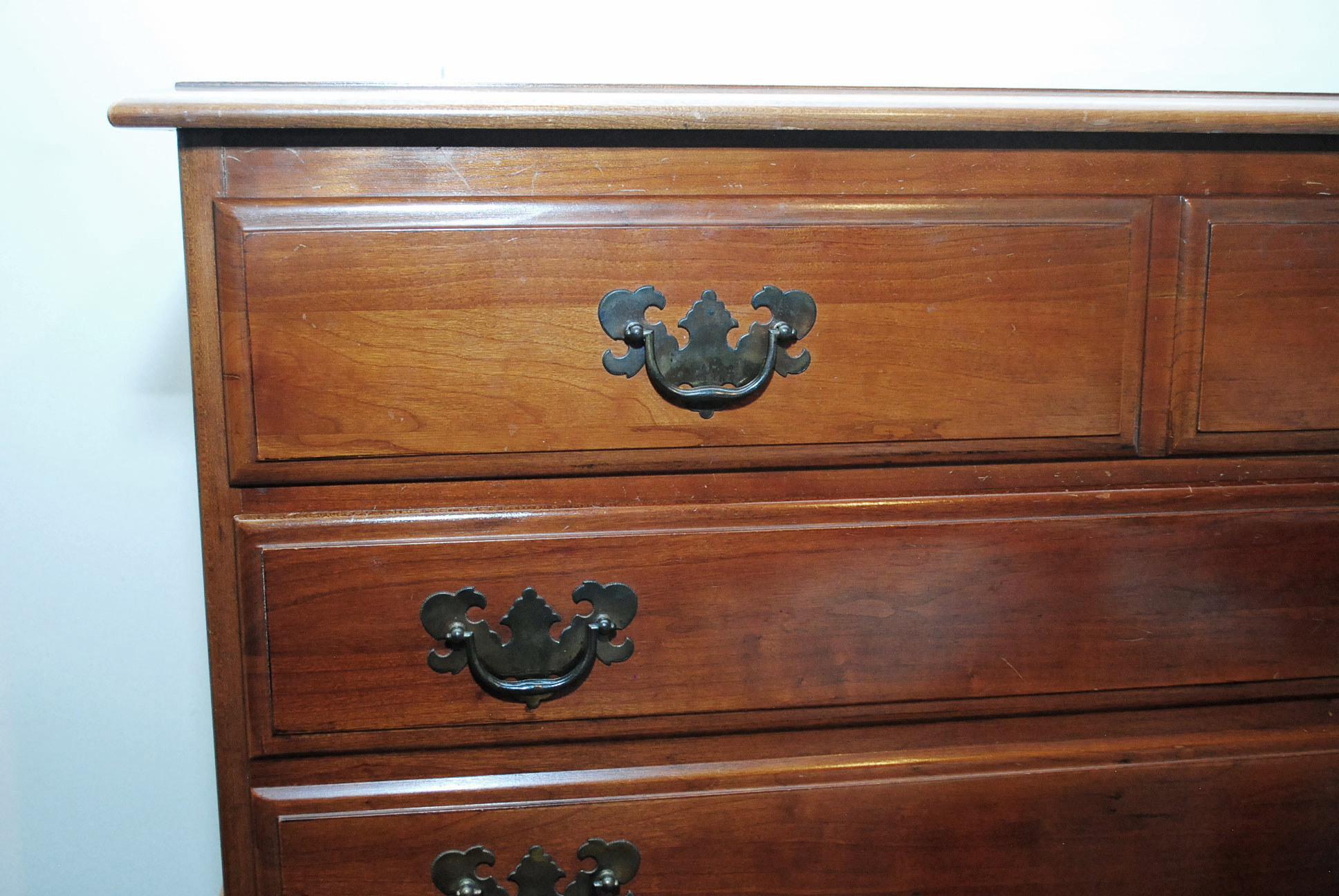 Vintage Chippendale Style Cherry Chest on Chest by Kling