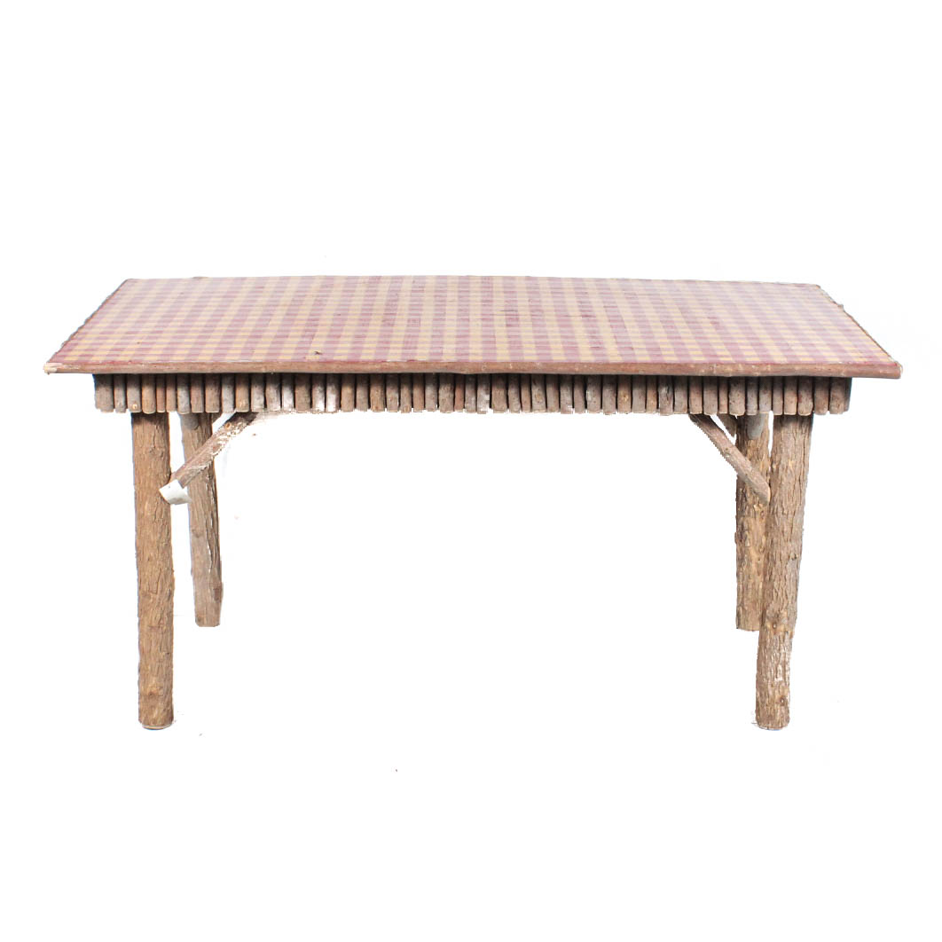 Gingham Topped Country Dining Table