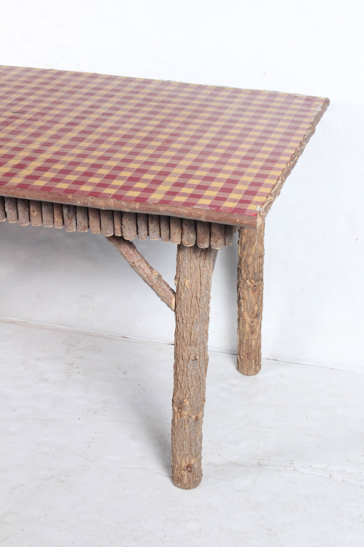 Gingham Topped Country Dining Table