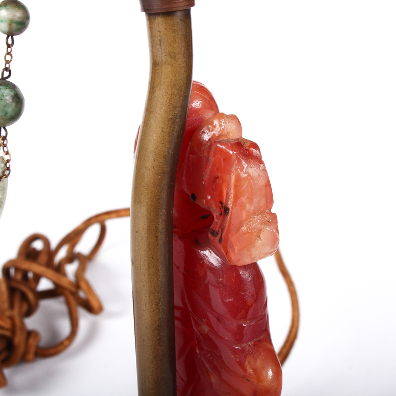 Vintage Chinese Chalcedony, Serpentine, and Nephrite Table Lamps