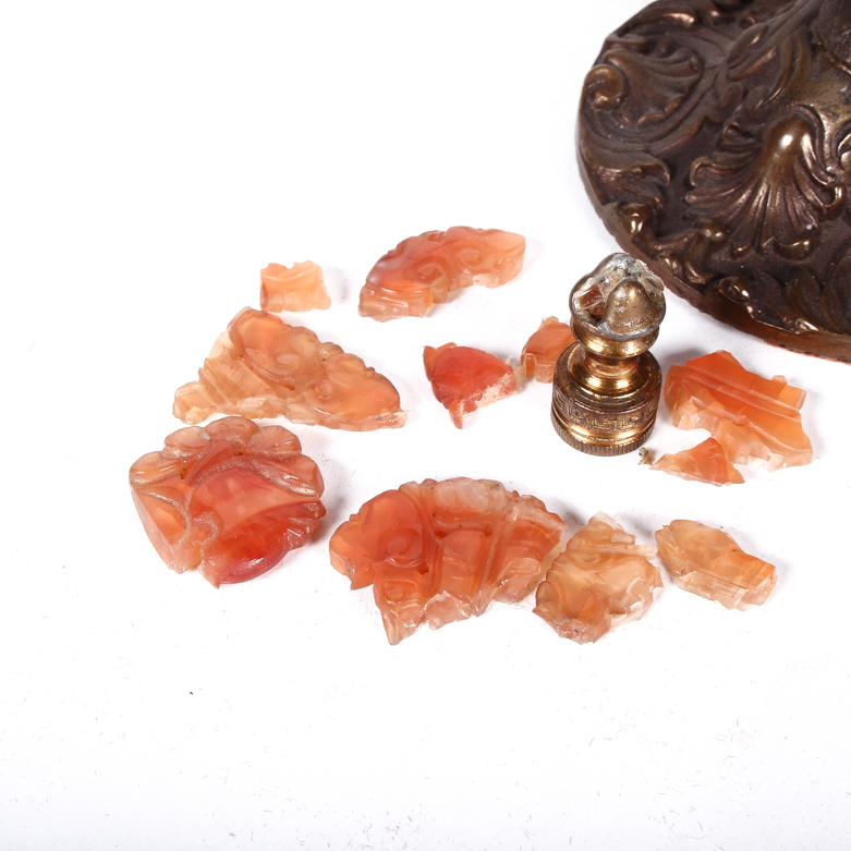 Vintage Chinese Chalcedony, Serpentine, and Nephrite Table Lamps