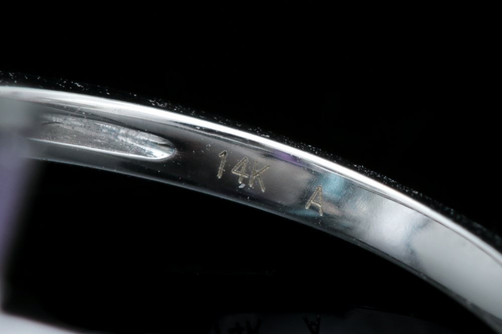 14K White Gold Amethyst, Blue Topaz and Diamond Ring