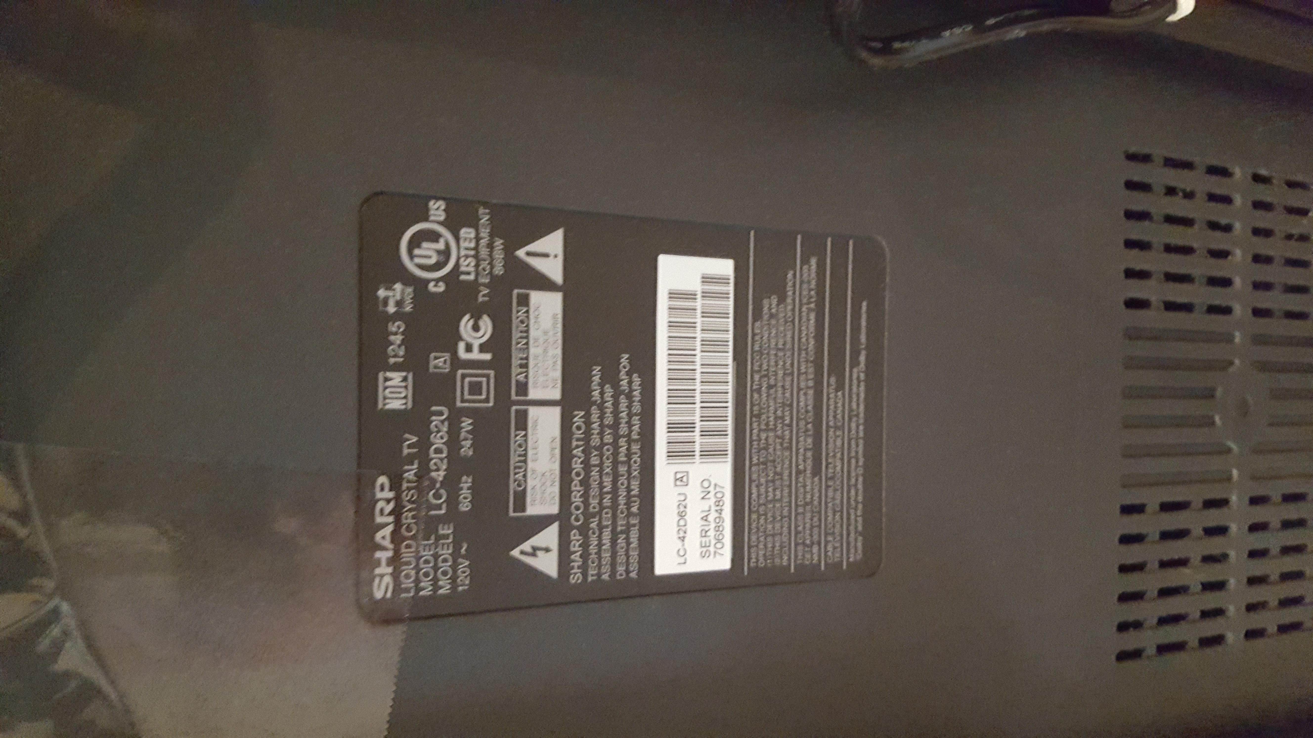 Sharp 40" Flat Screen Aquos Television