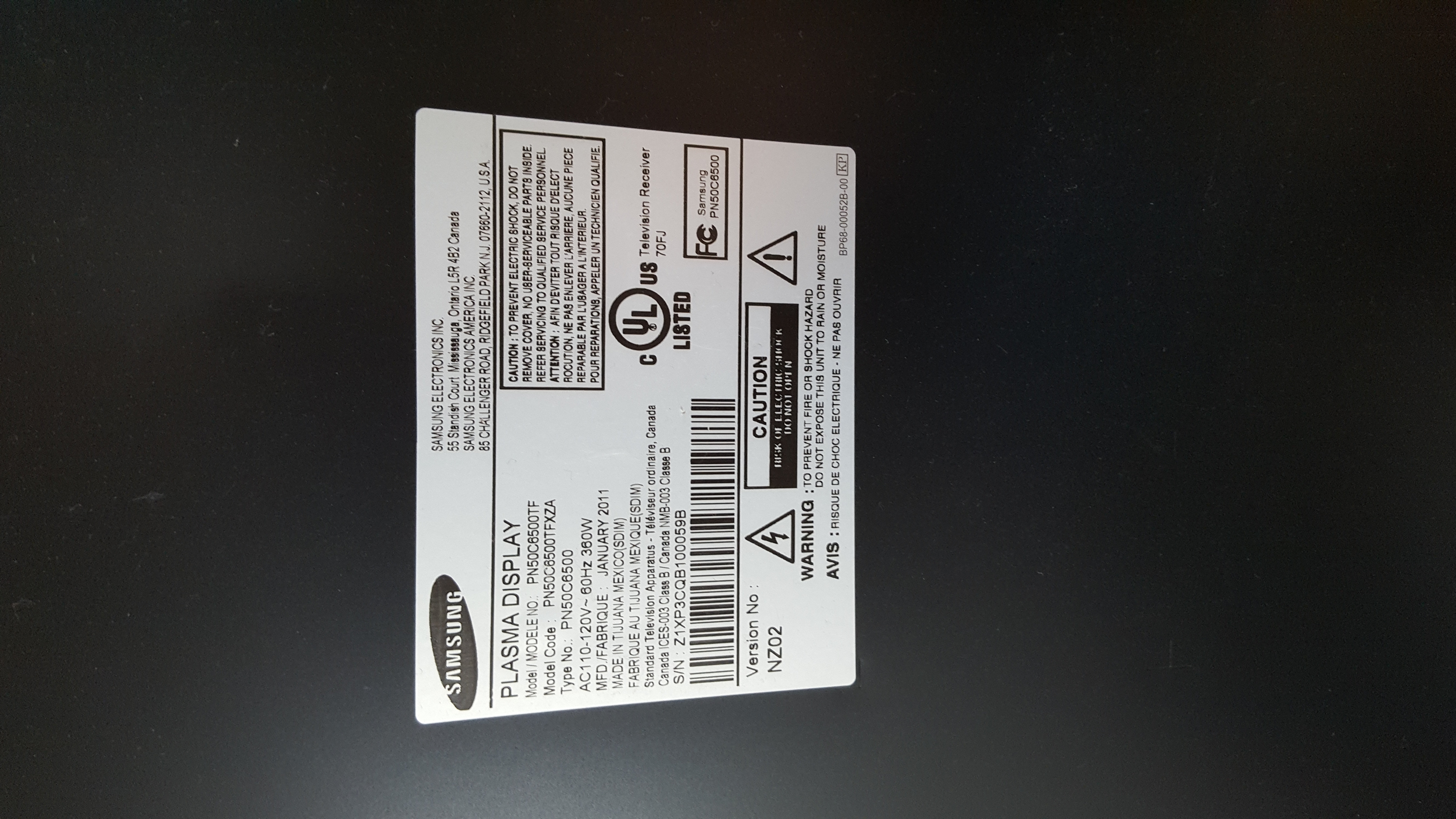 Samsung Flat Screen Plasma Television