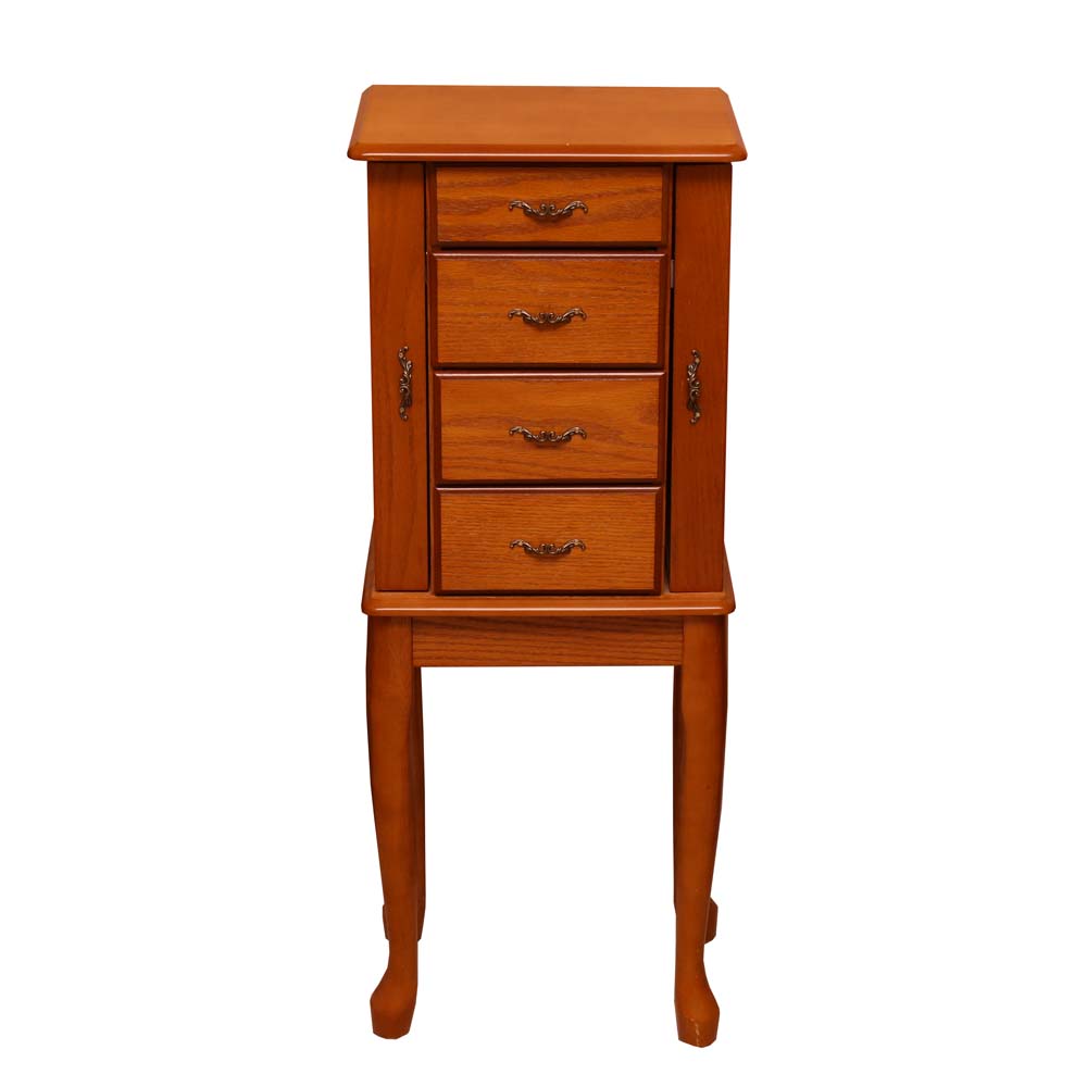 Oak-Finished Jewelry Armoire