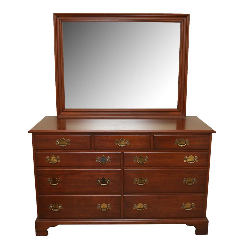 Virginia Galleries Double Dresser with Mirror by Henkel-Harris