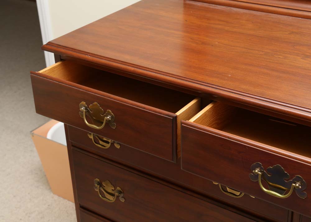 Virginia Galleries Double Dresser with Mirror by Henkel-Harris