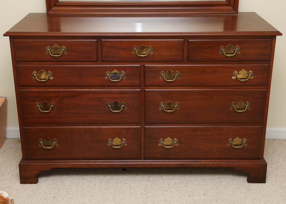 Virginia Galleries Double Dresser with Mirror by Henkel-Harris