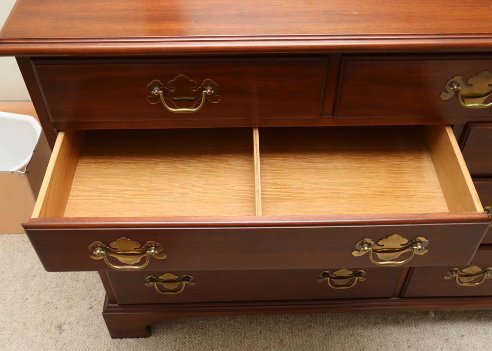 Virginia Galleries Double Dresser with Mirror by Henkel-Harris