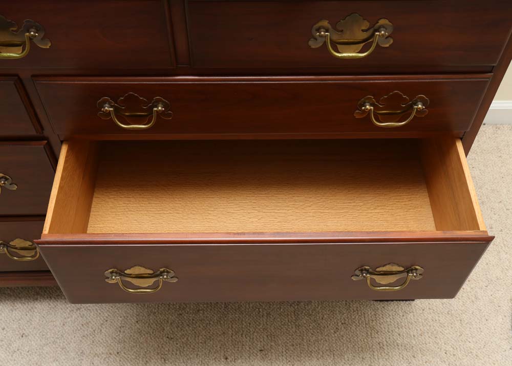 Virginia Galleries Double Dresser with Mirror by Henkel-Harris