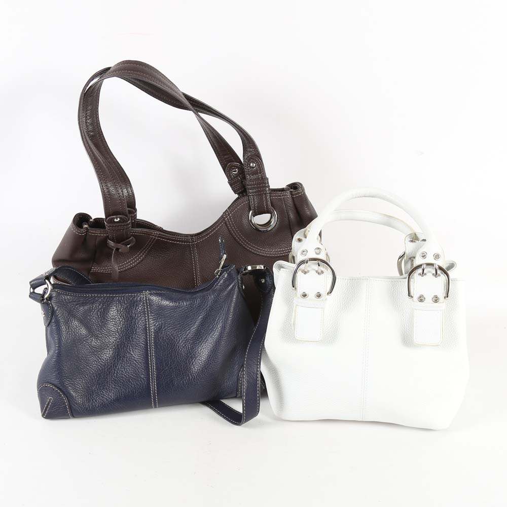 Three Tignanello Pebbled Leather Handbags