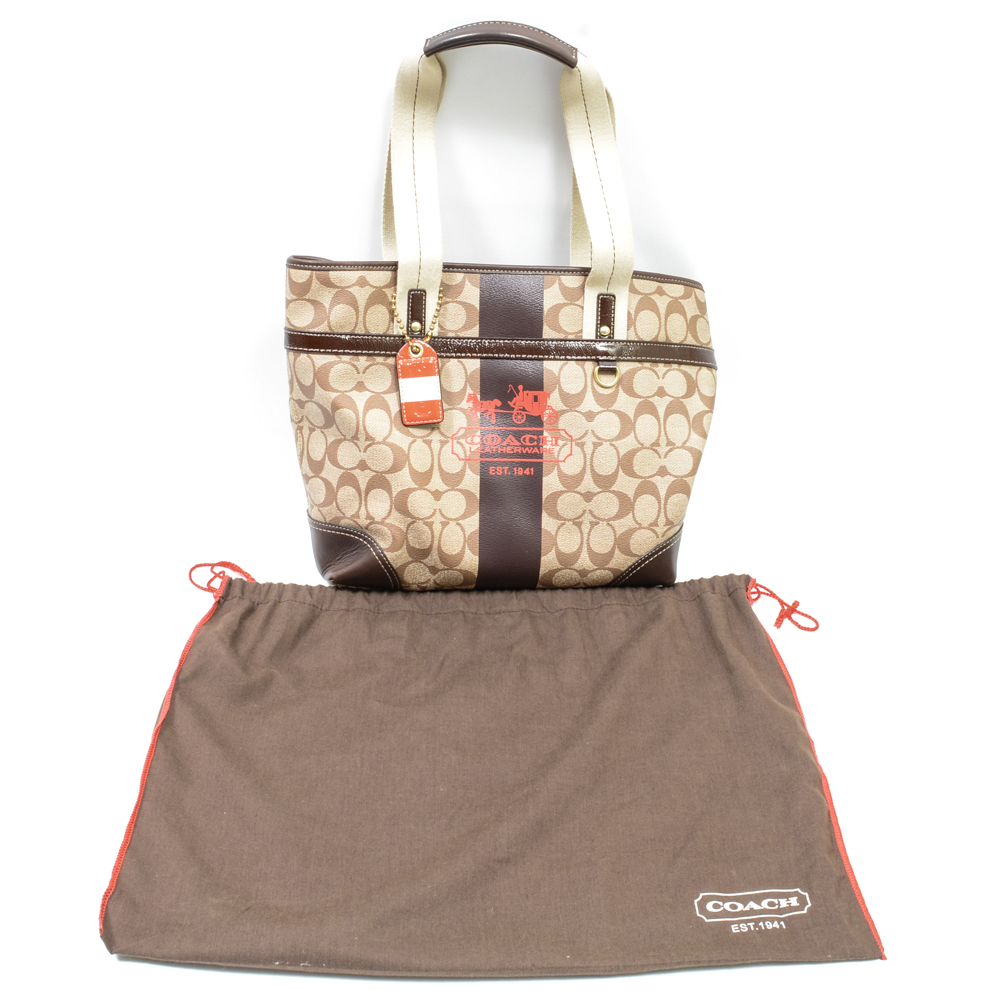 Coach Heritage Signature Stripe Tote