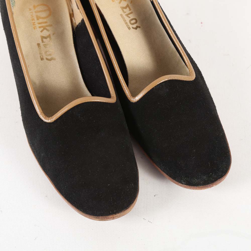 Vintage Mikelos of Athens Black Suede Leather Pumps