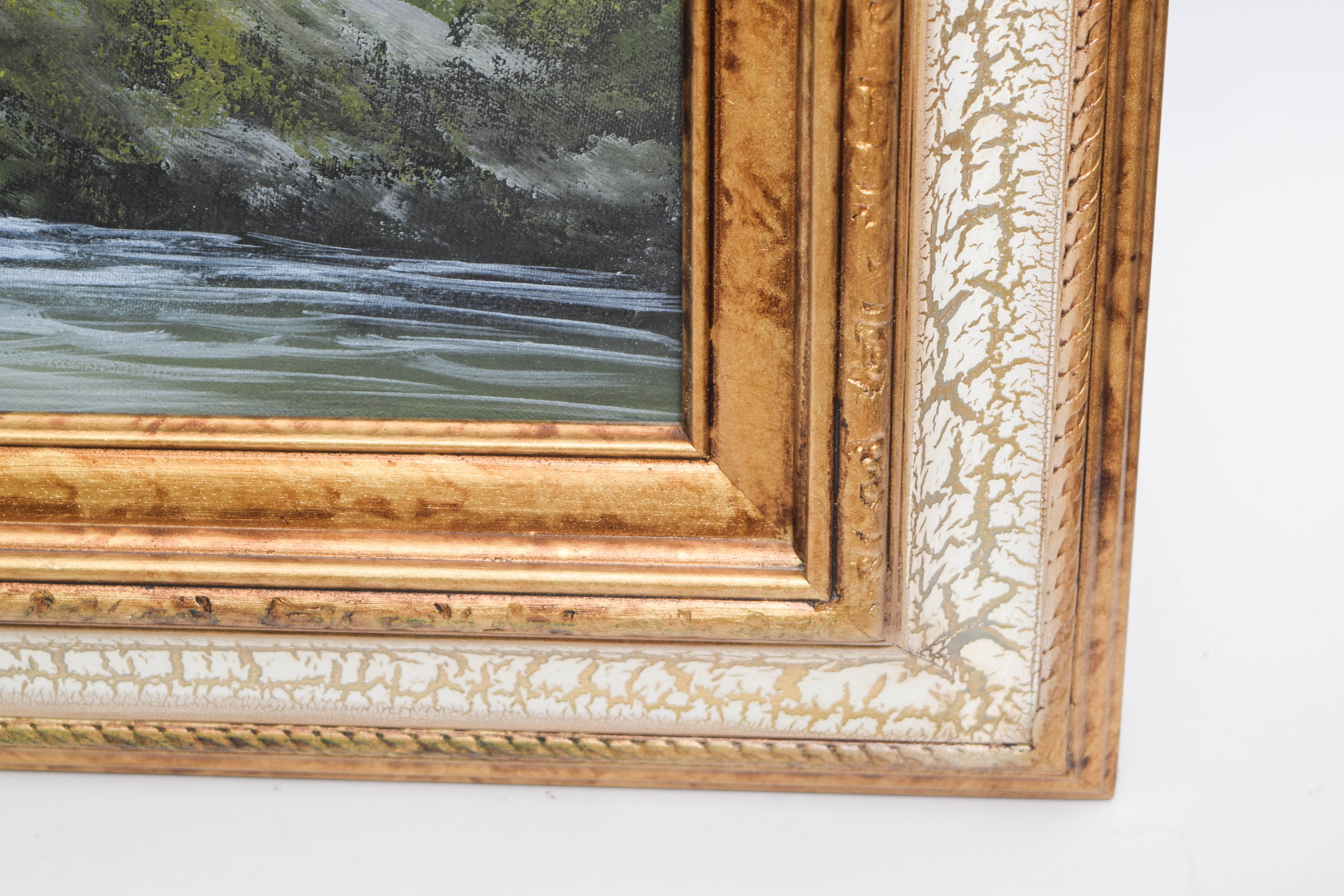 R. Boren Oil Painting on Canvas of a Mountain Landscape