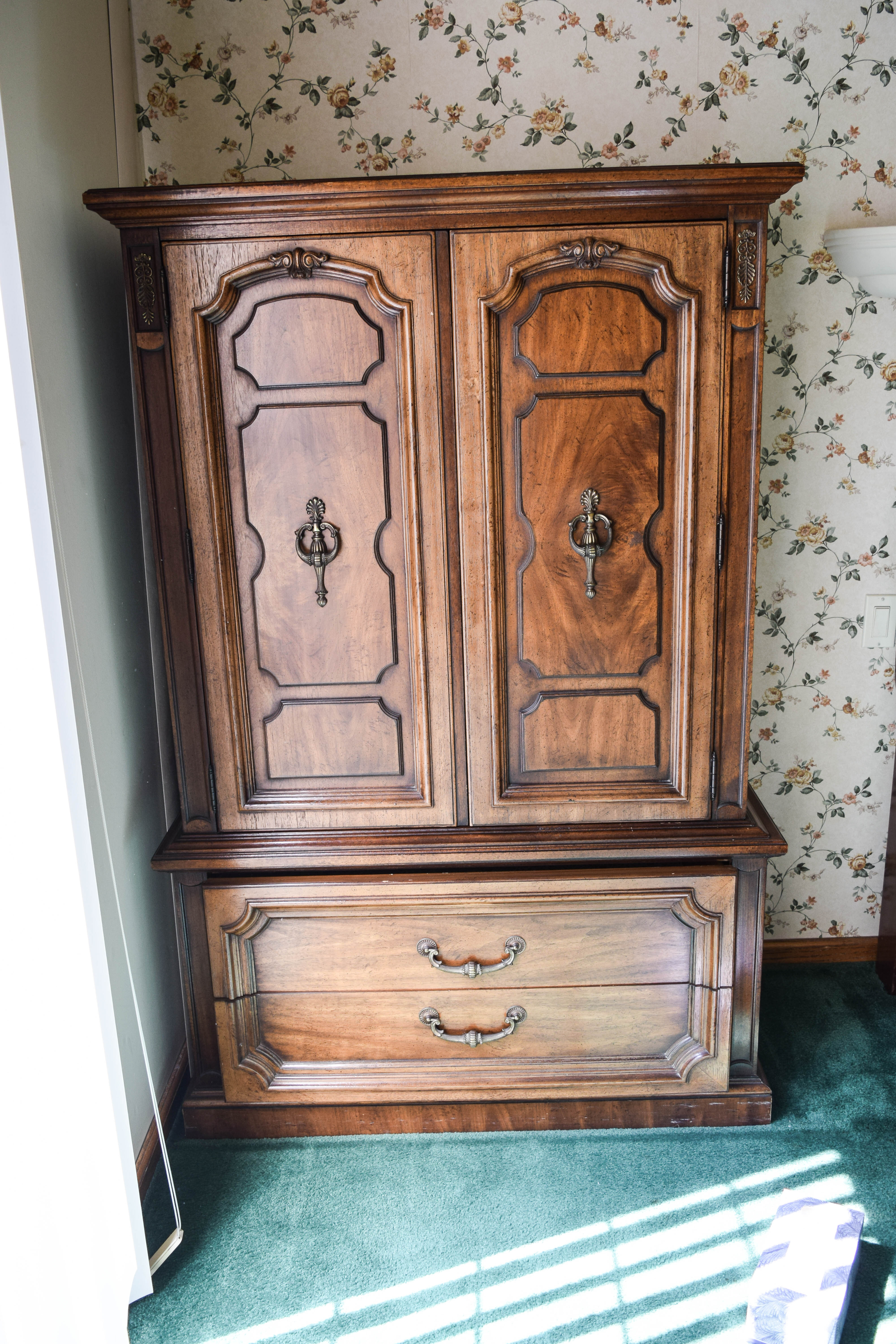 Vintage Wooden Highboy Dresser