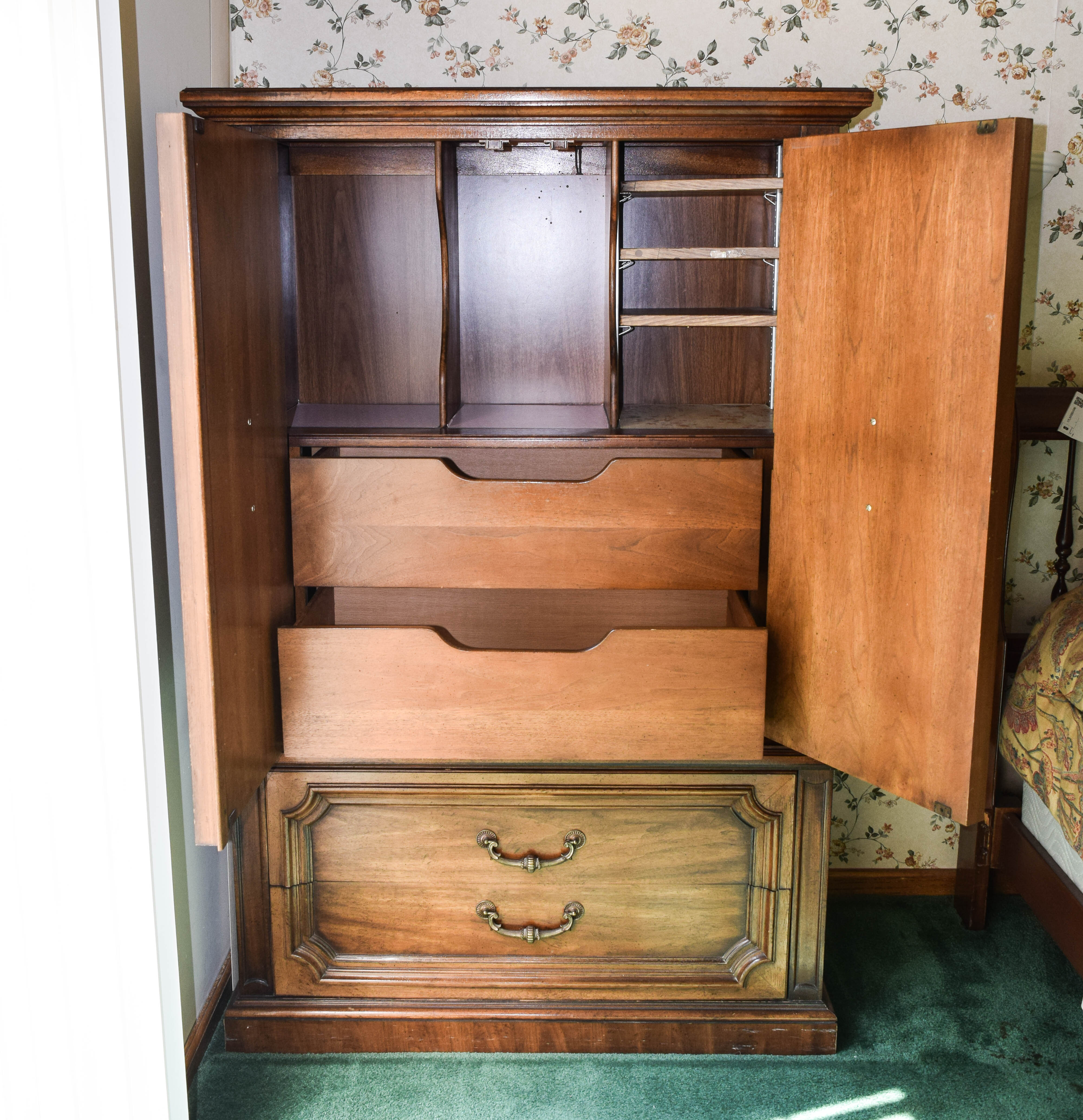 Vintage Wooden Highboy Dresser
