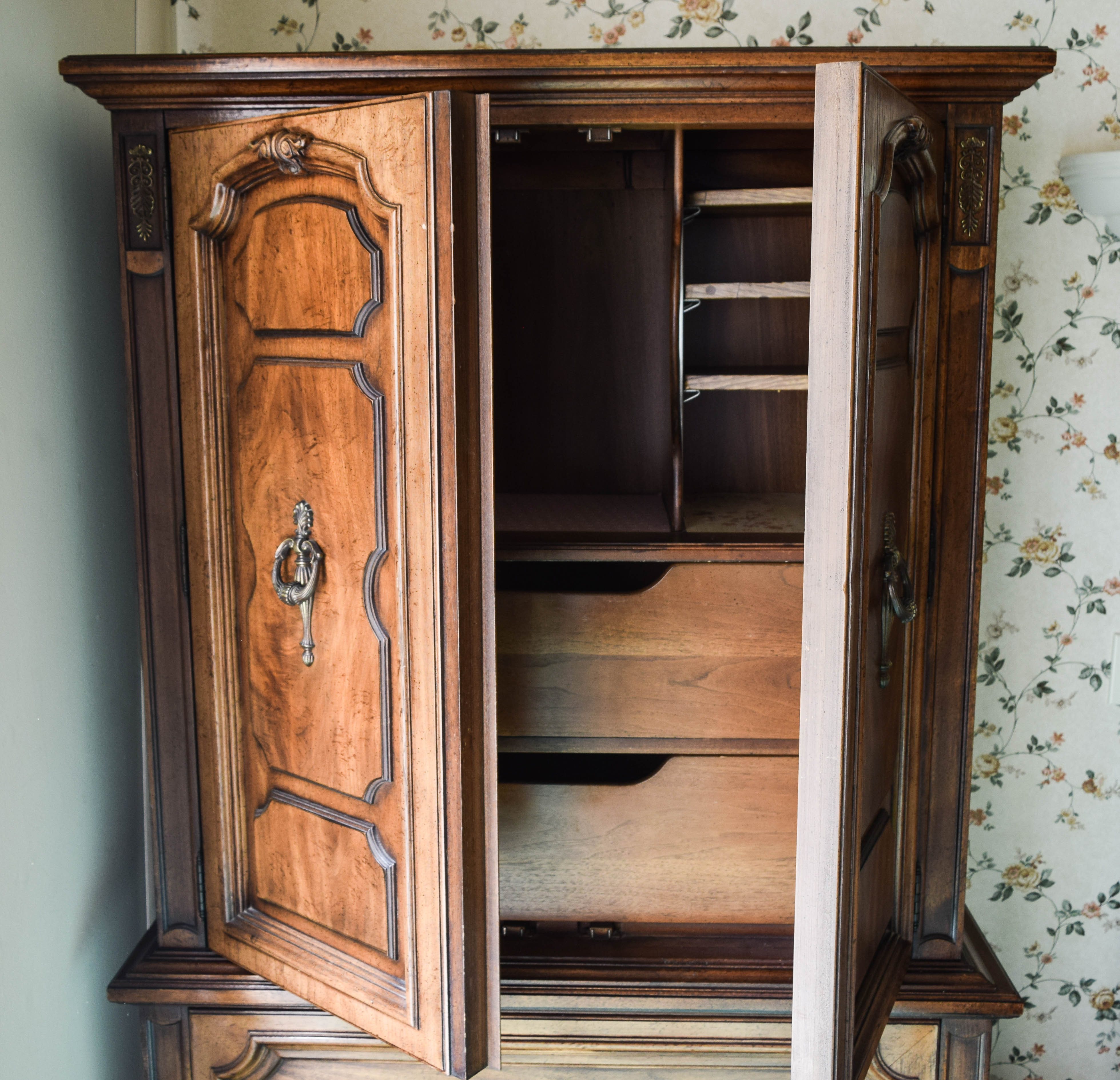 Vintage Wooden Highboy Dresser