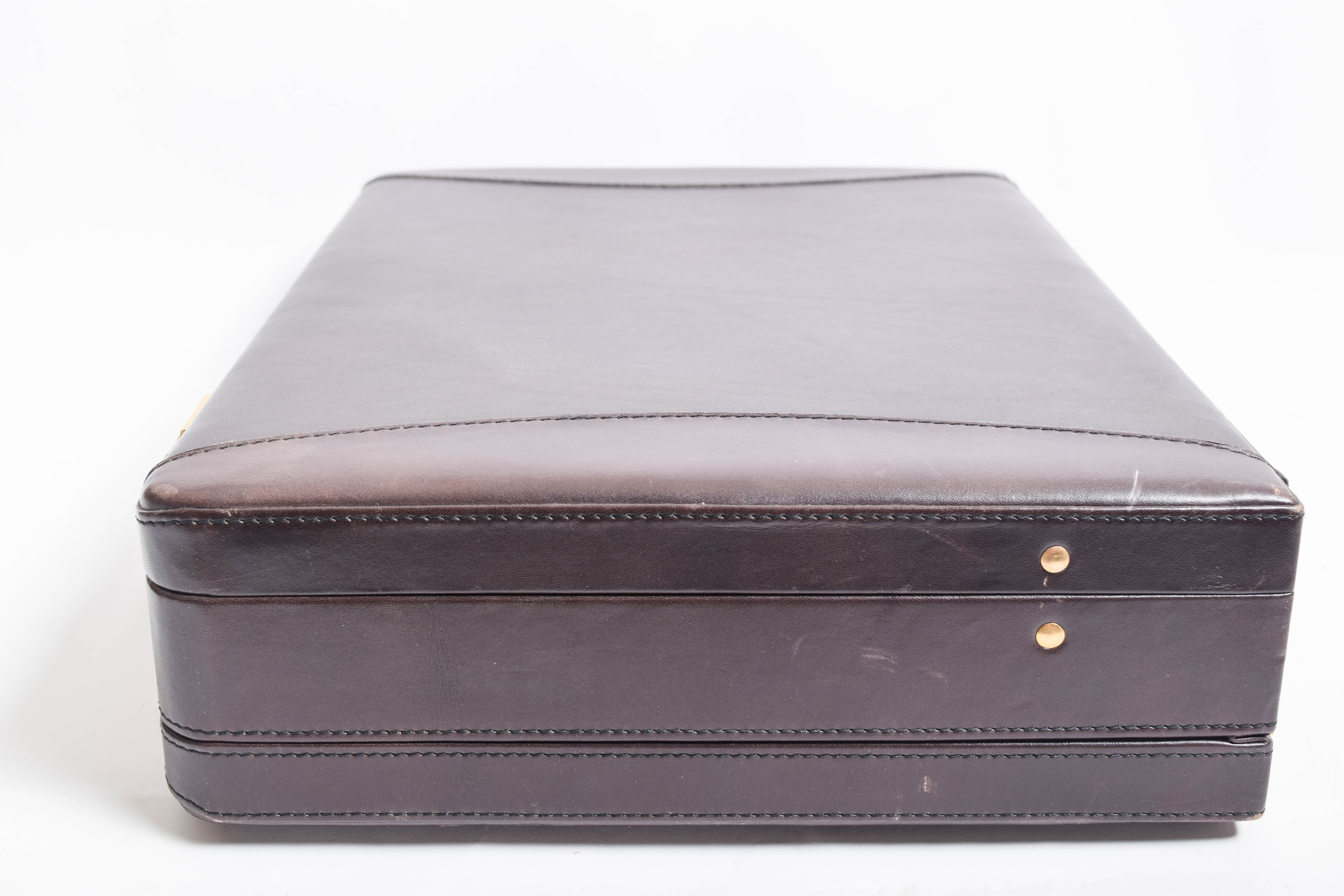 Pair of Vintage Leather Expandable Attache Cases