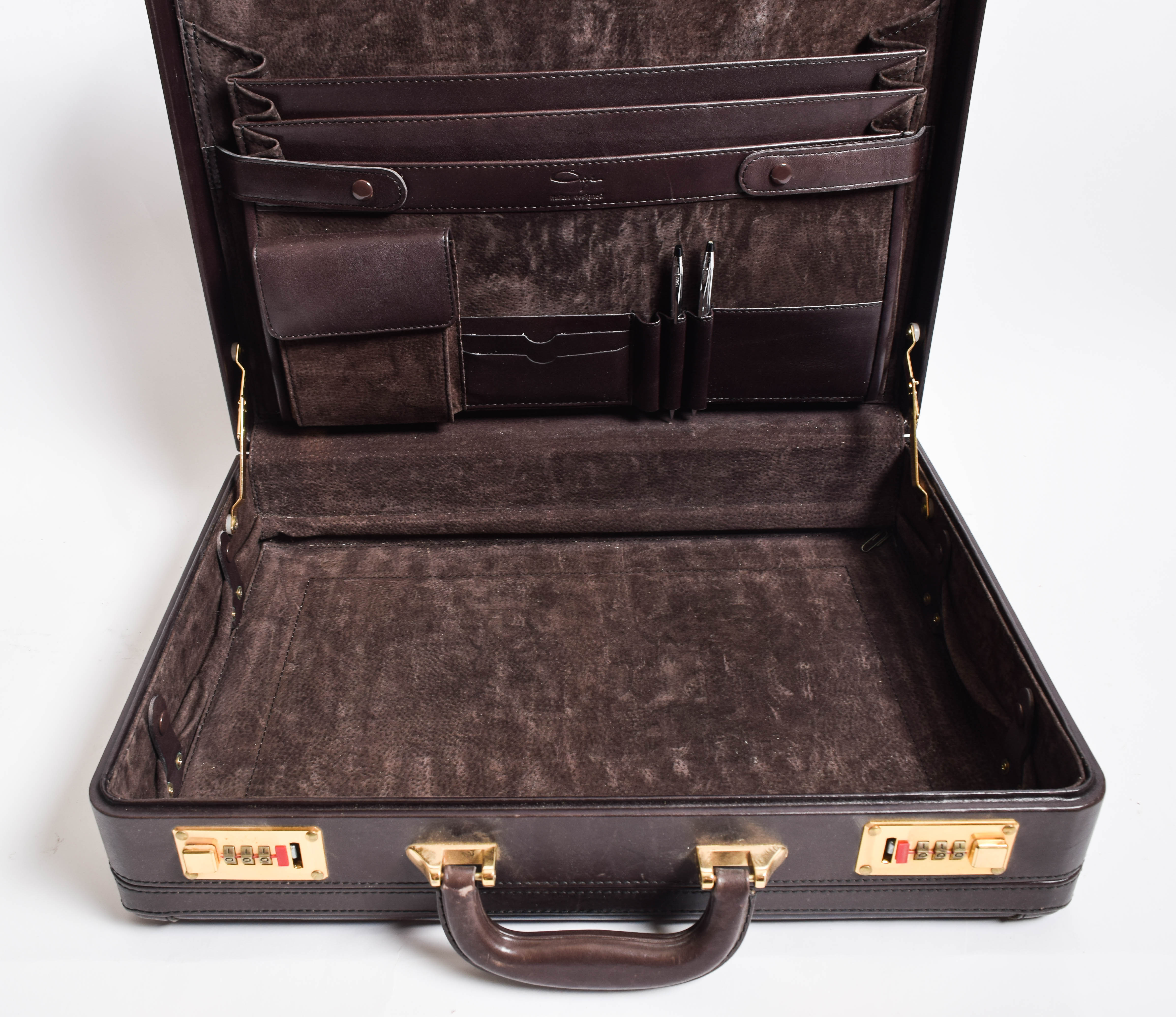 Pair of Vintage Leather Expandable Attache Cases