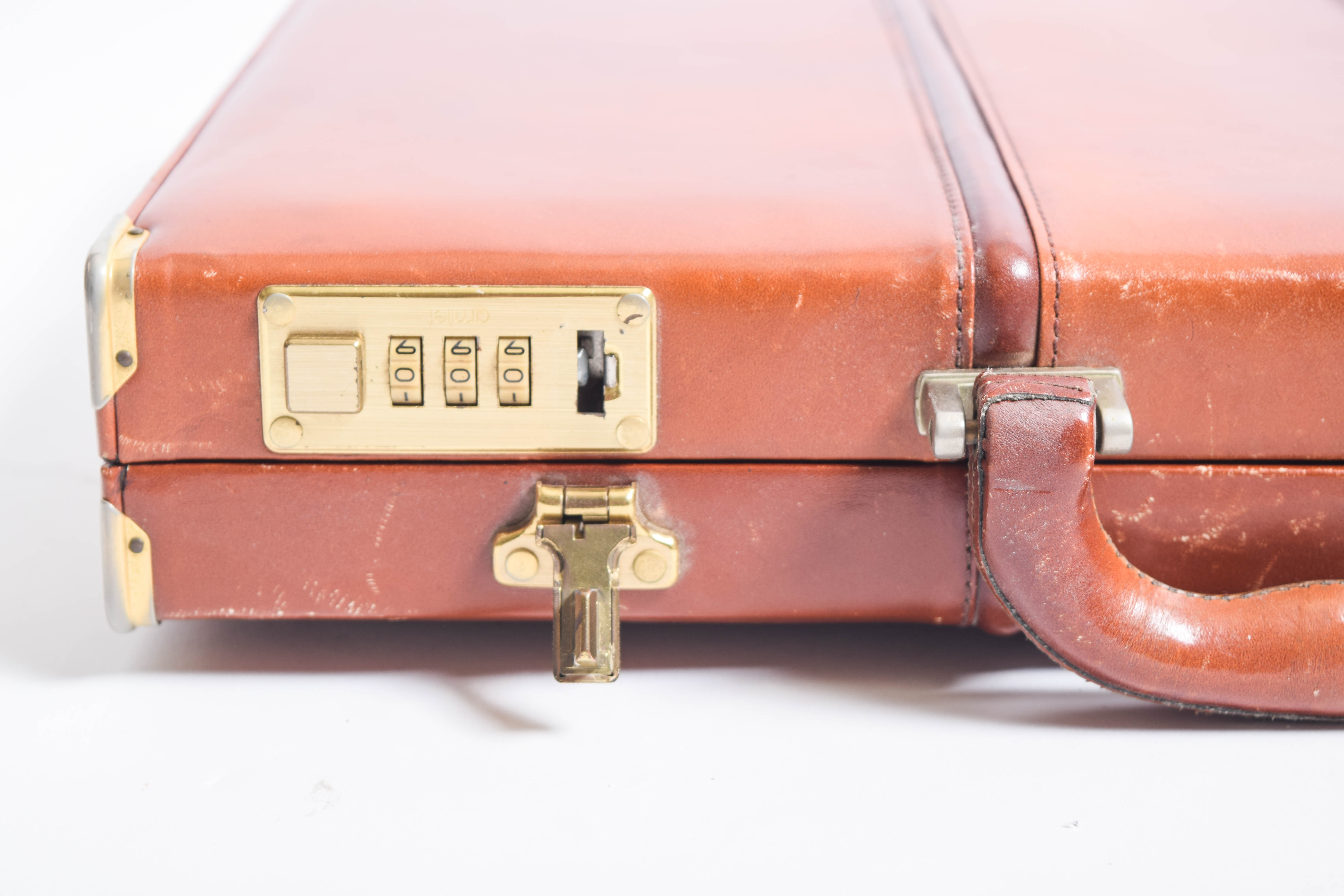 Pair of Vintage Leather Expandable Attache Cases