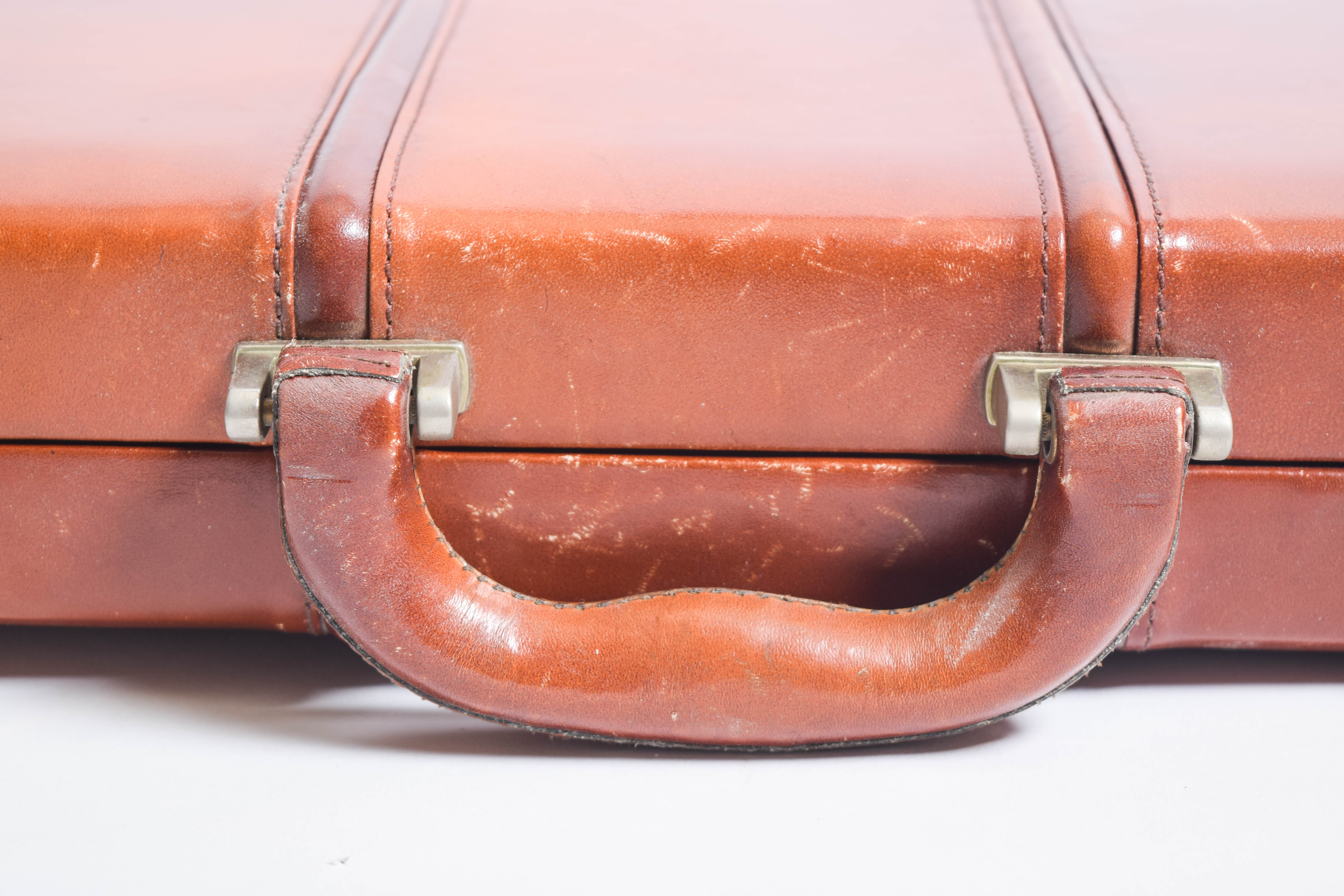 Pair of Vintage Leather Expandable Attache Cases