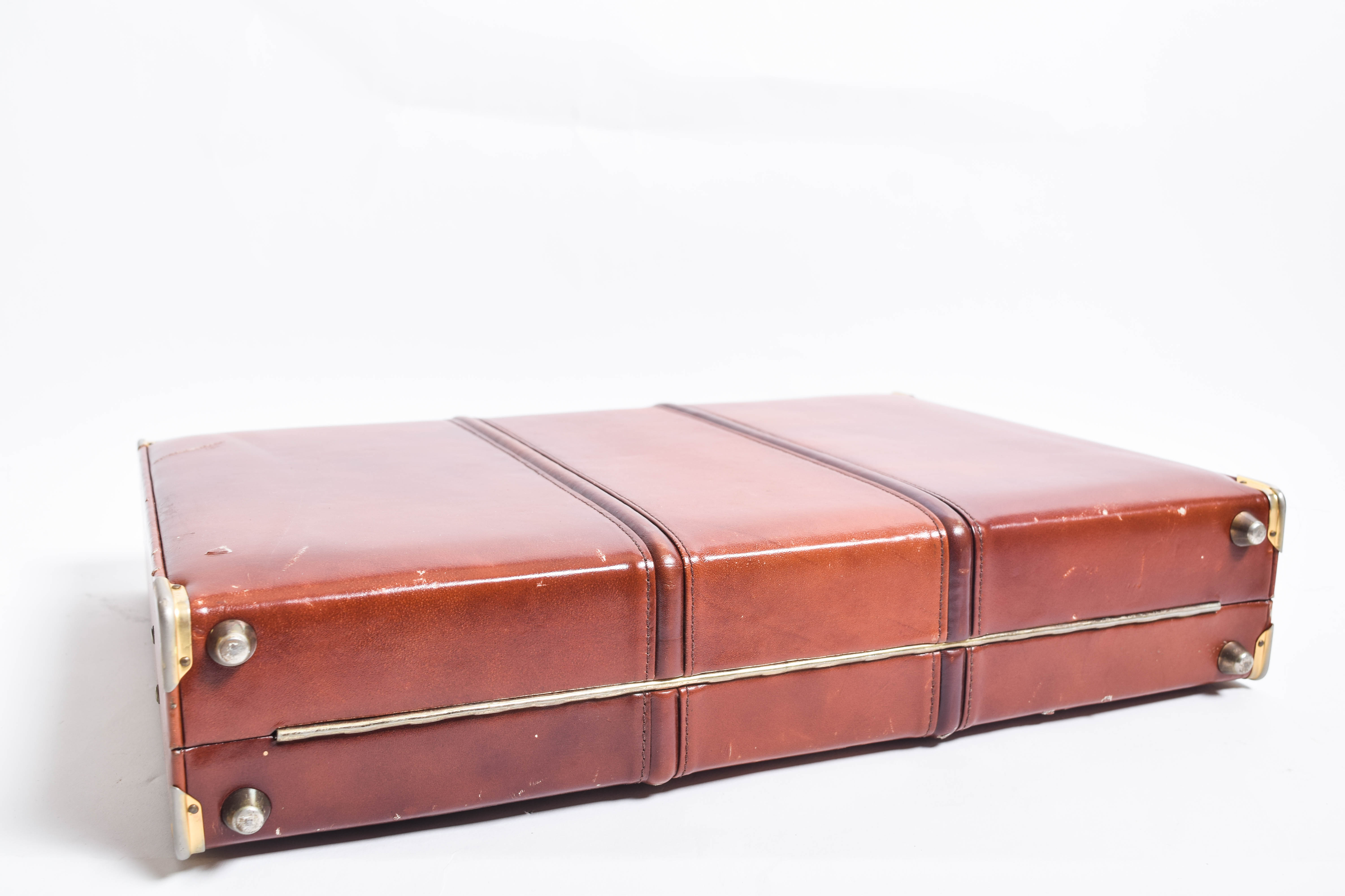 Pair of Vintage Leather Expandable Attache Cases