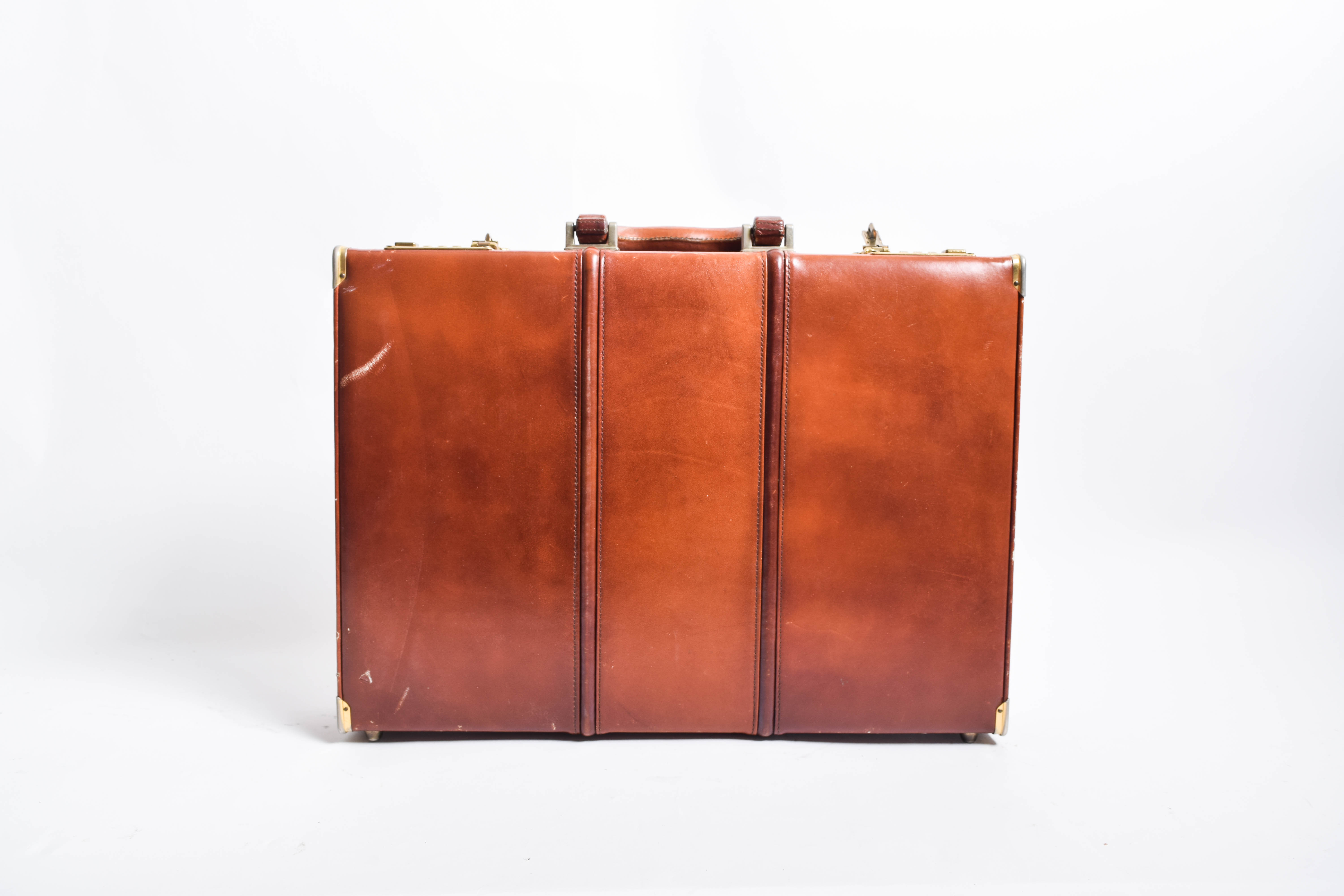 Pair of Vintage Leather Expandable Attache Cases