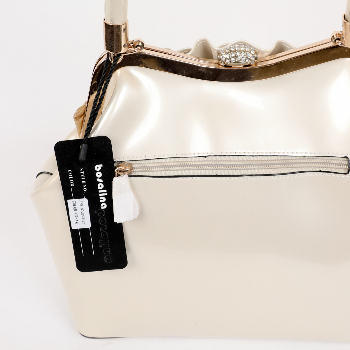 White Bosalina Handbag with Flower Decoration