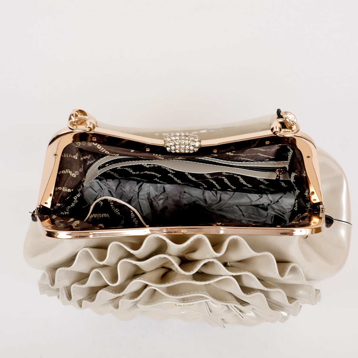 White Bosalina Handbag with Flower Decoration