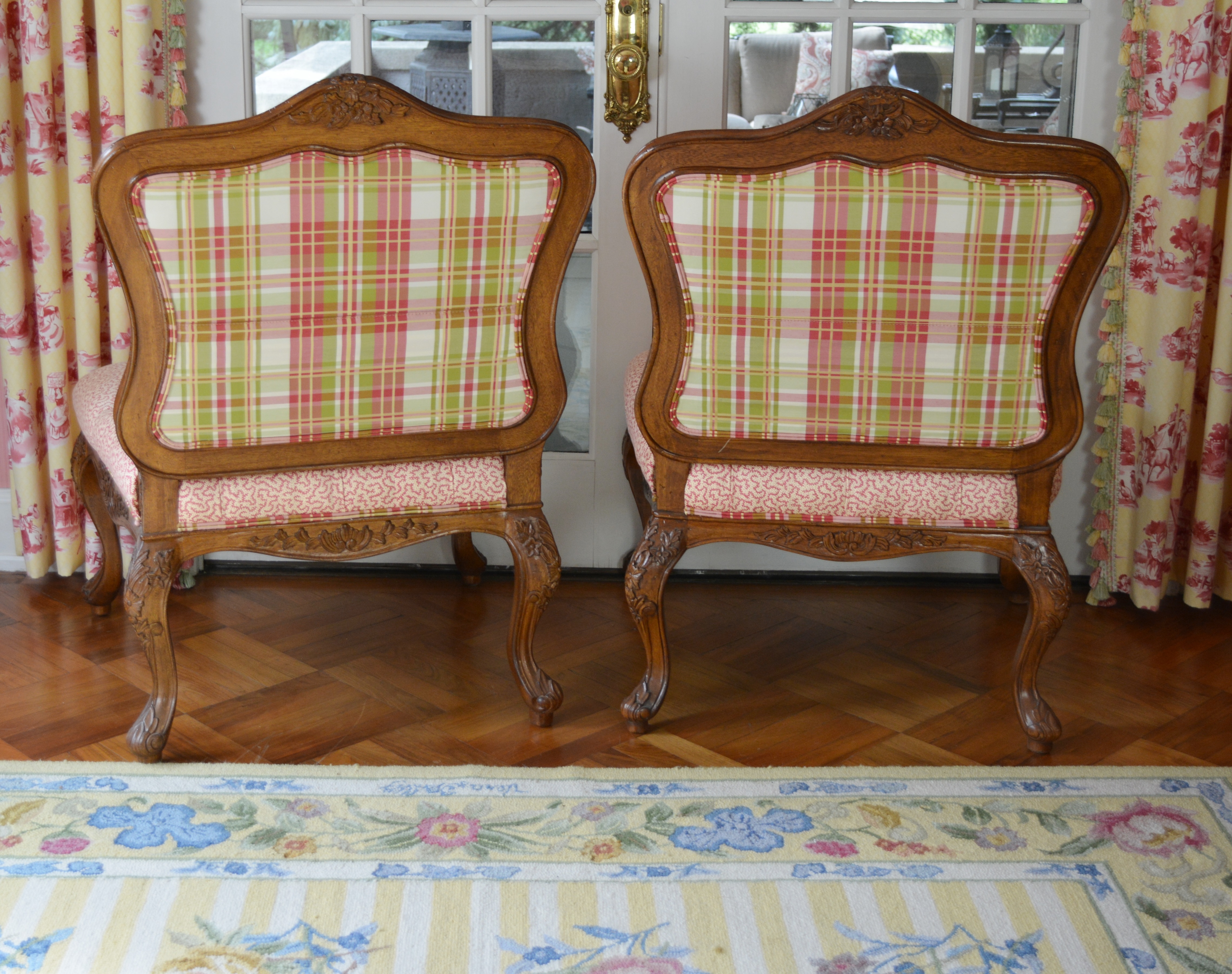 Drexel Heritage Wood Upholstered Slipper Chairs