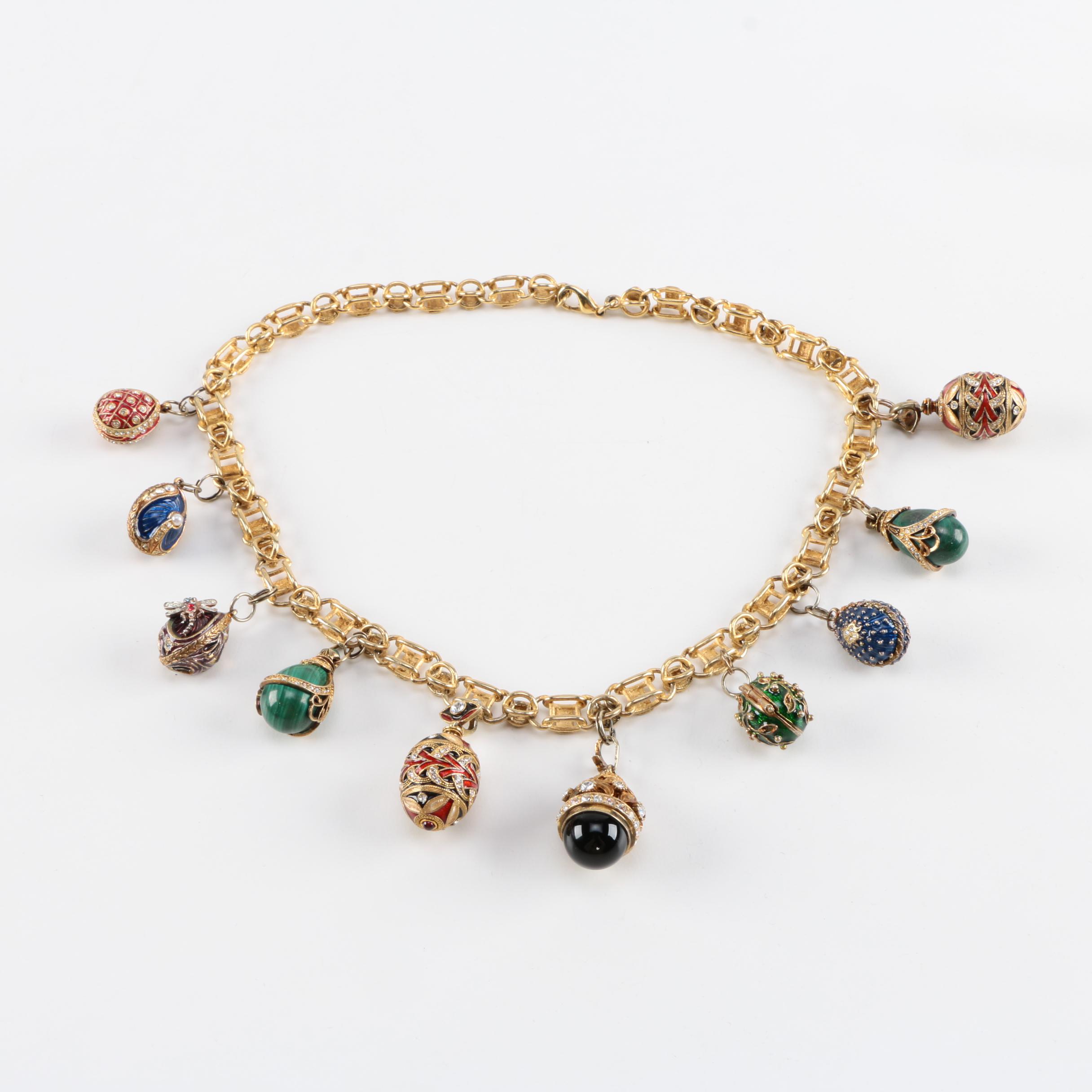 Gold Tone Necklace with Dangle Accents