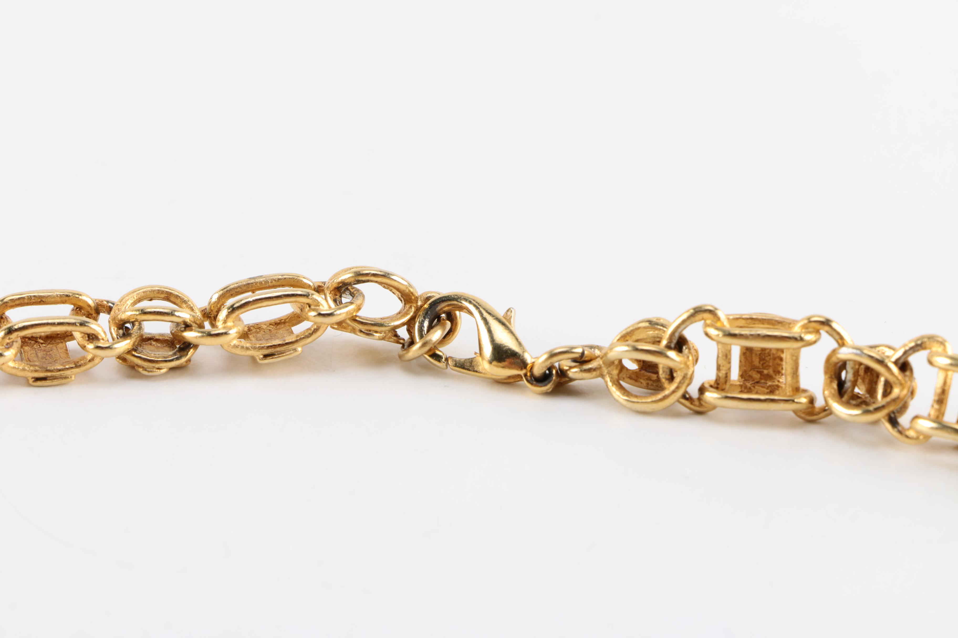 Gold Tone Necklace with Dangle Accents