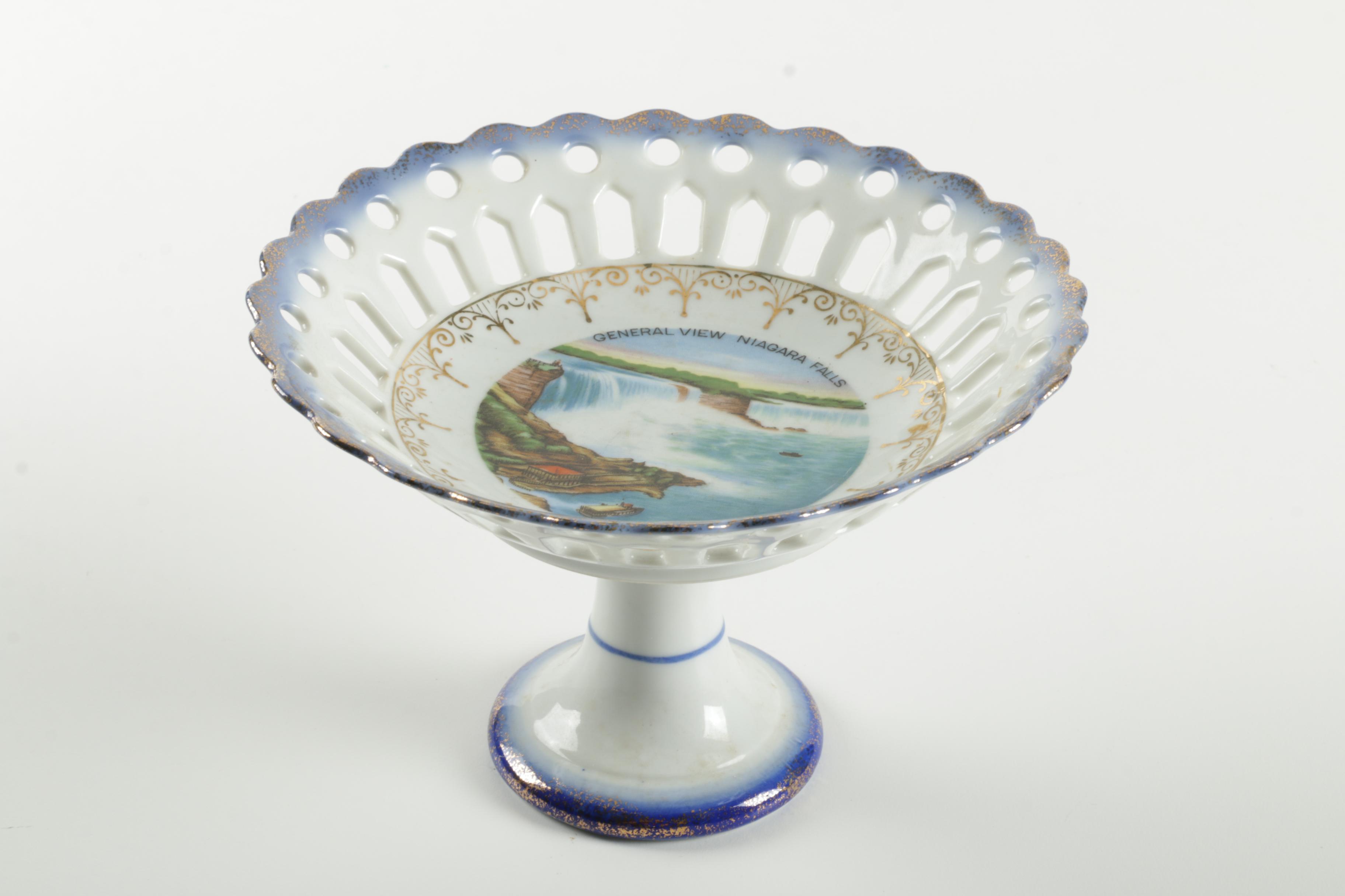 Vintage Niagara Falls Souvenir Vases and Footed Bowl