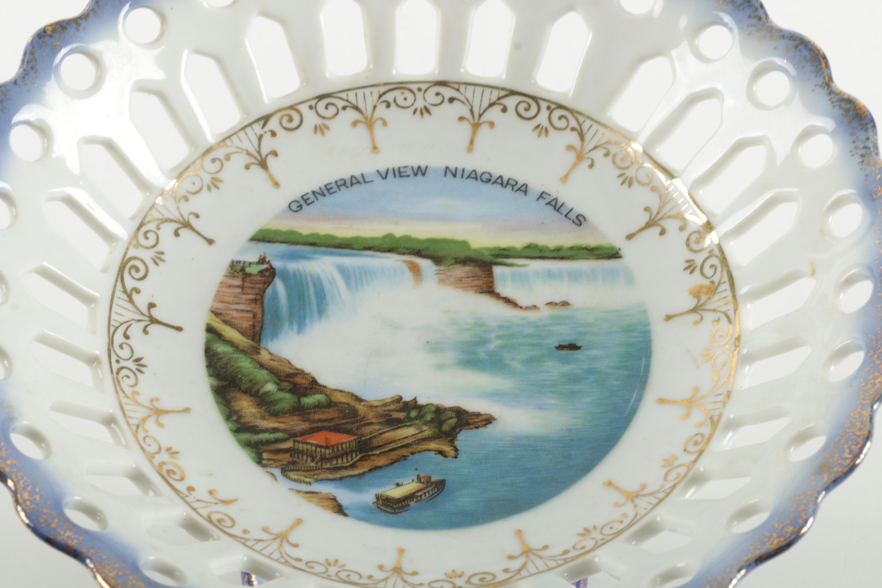 Vintage Niagara Falls Souvenir Vases and Footed Bowl