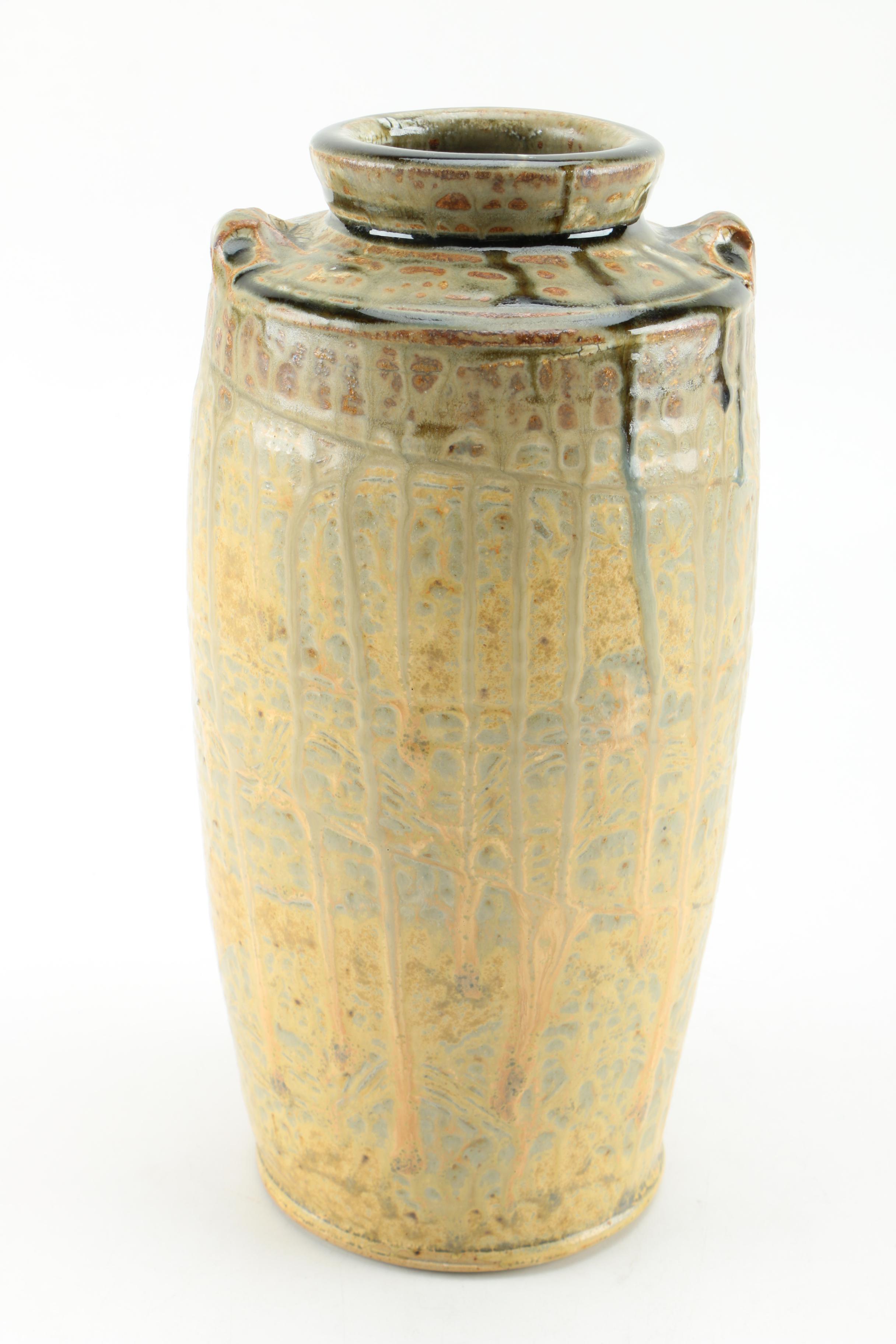 Hand Thrown Stoneware Vase and Lidded Vessel
