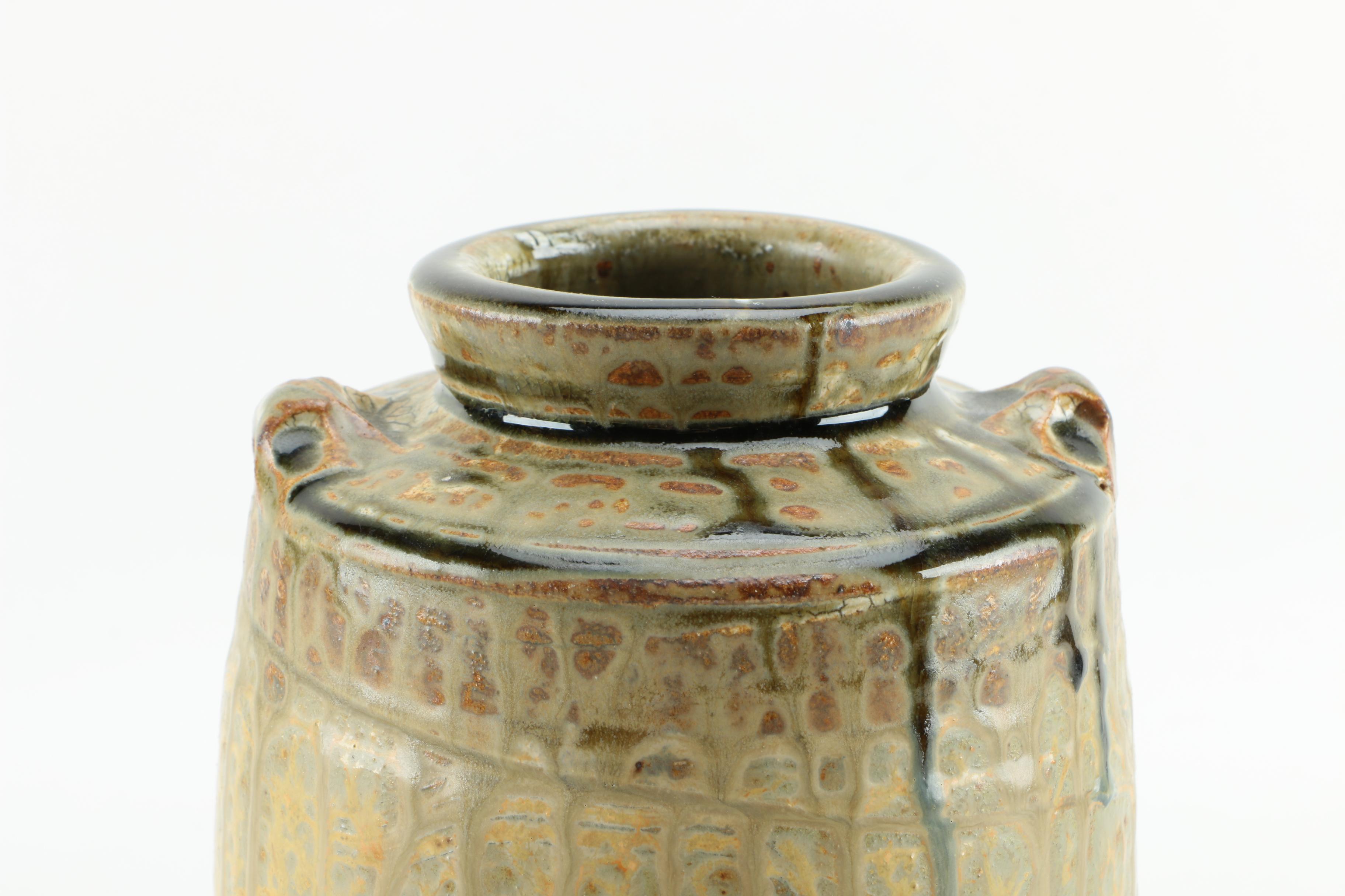 Hand Thrown Stoneware Vase and Lidded Vessel
