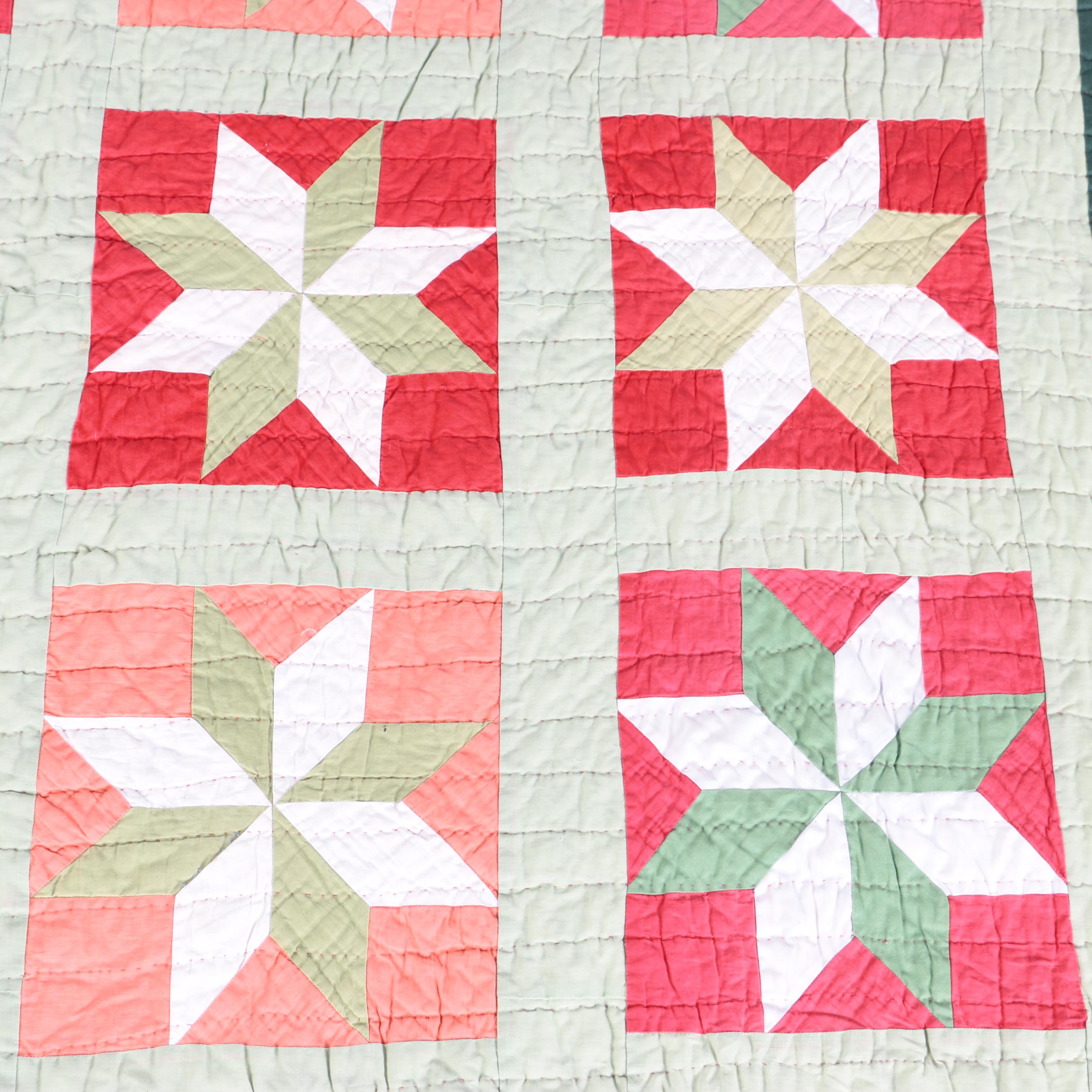 Hand Stitched "Eight Pointed Star" Quilt