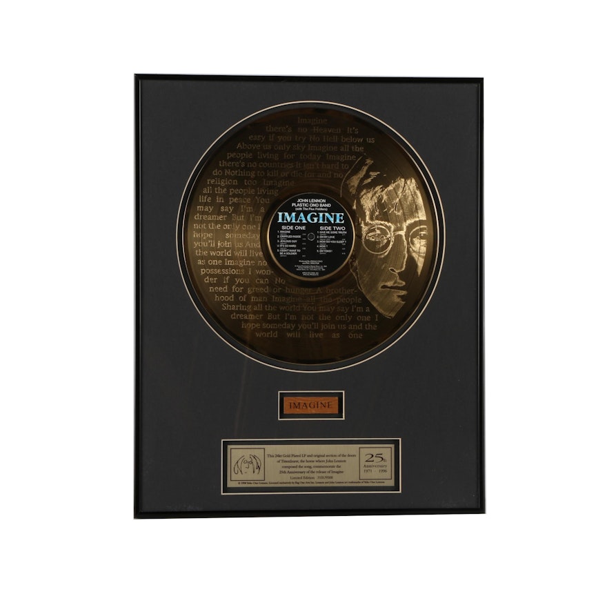 24K Gold Plated Replica LP of John Lennon's "Imagine"