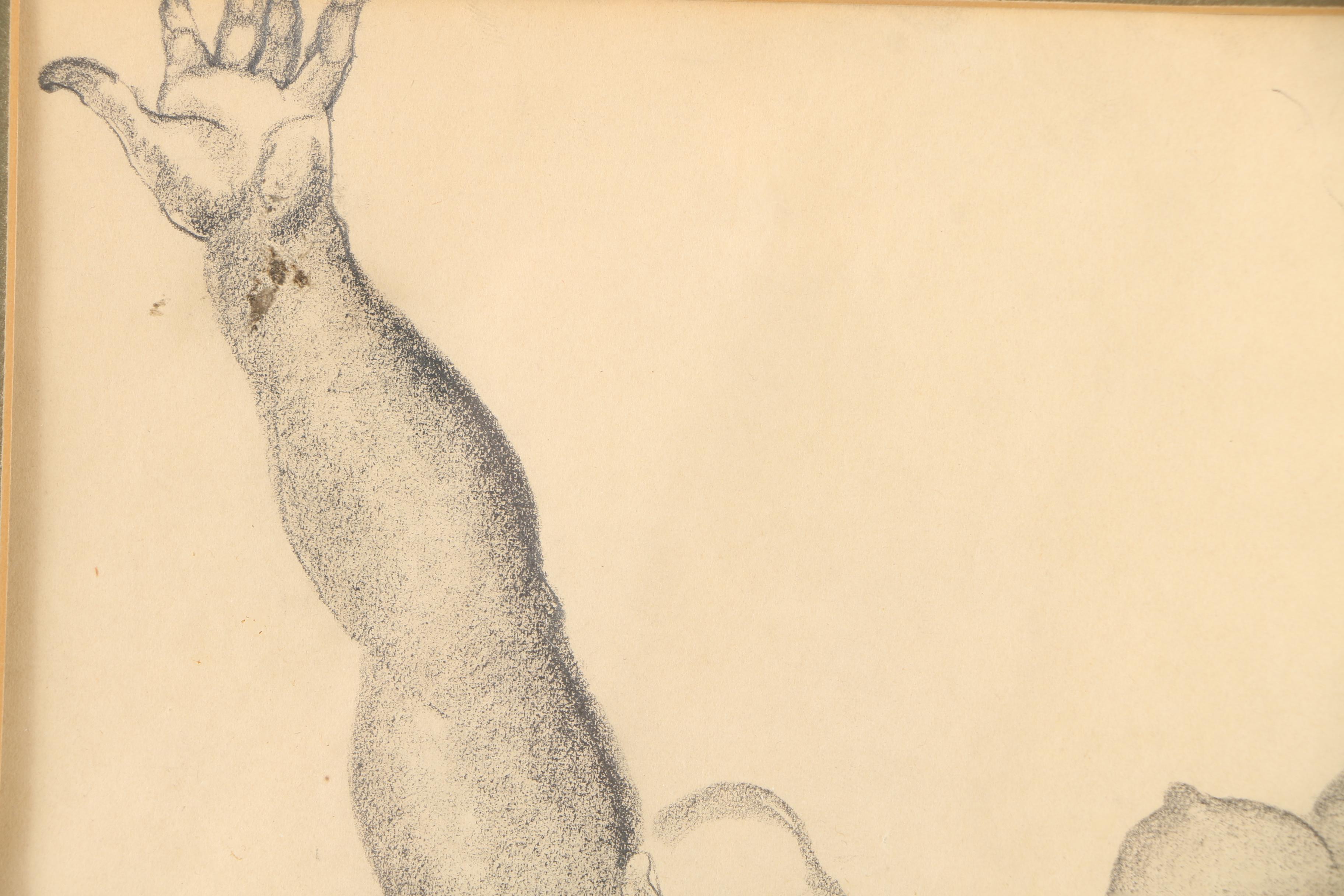 Graphite Drawing on Paper of Subjects From Florence