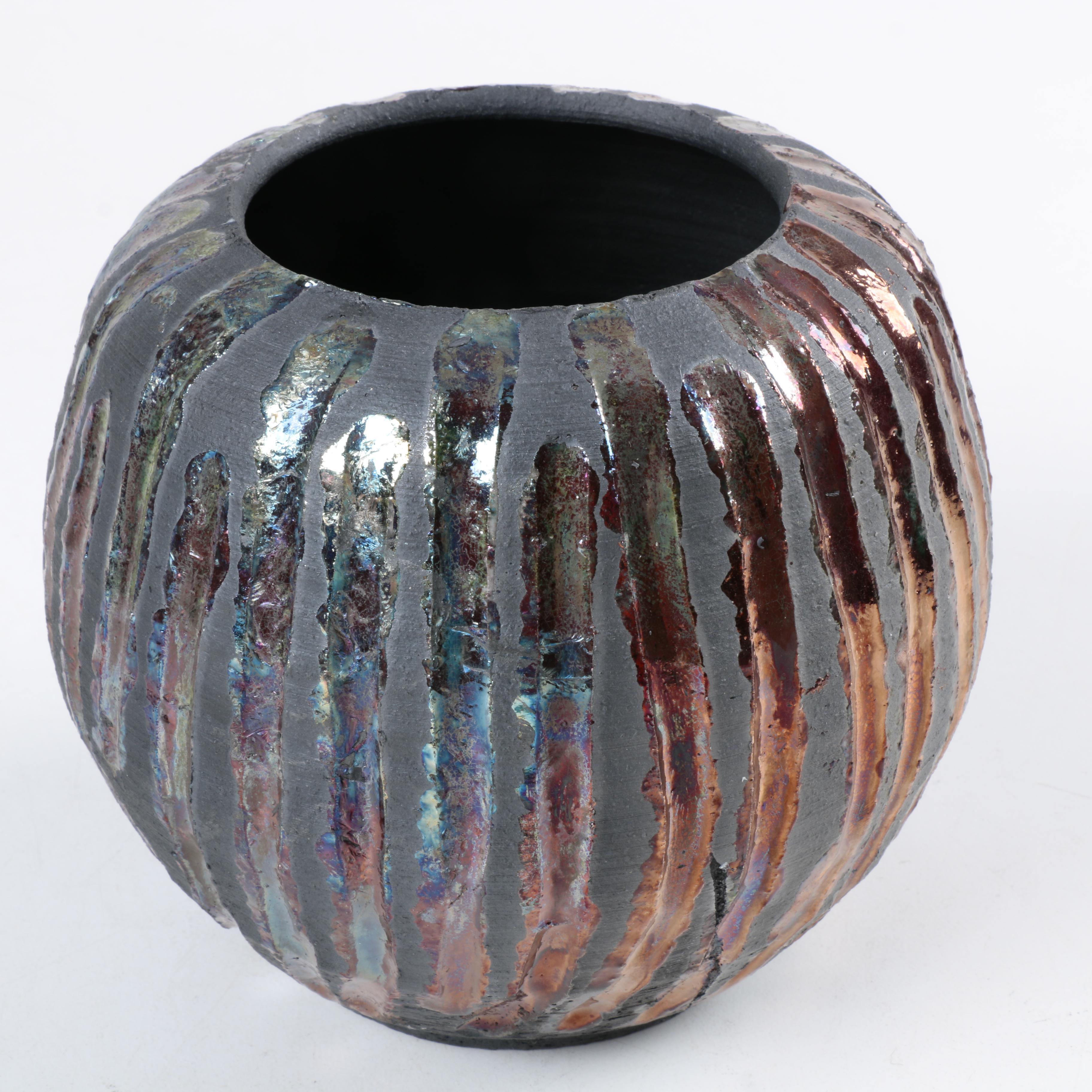 Pair of Signed Hand Thrown Stoneware Vessels