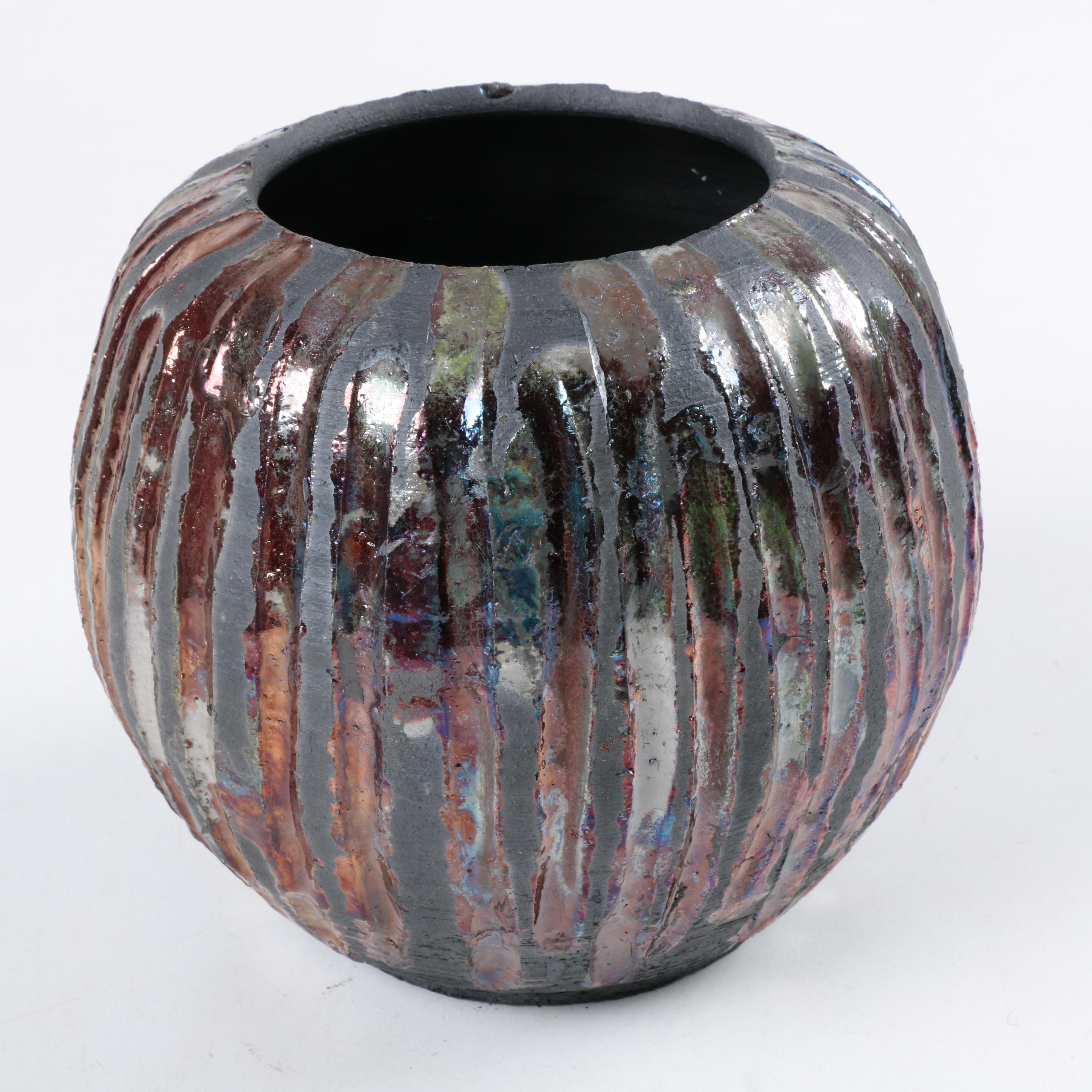 Pair of Signed Hand Thrown Stoneware Vessels