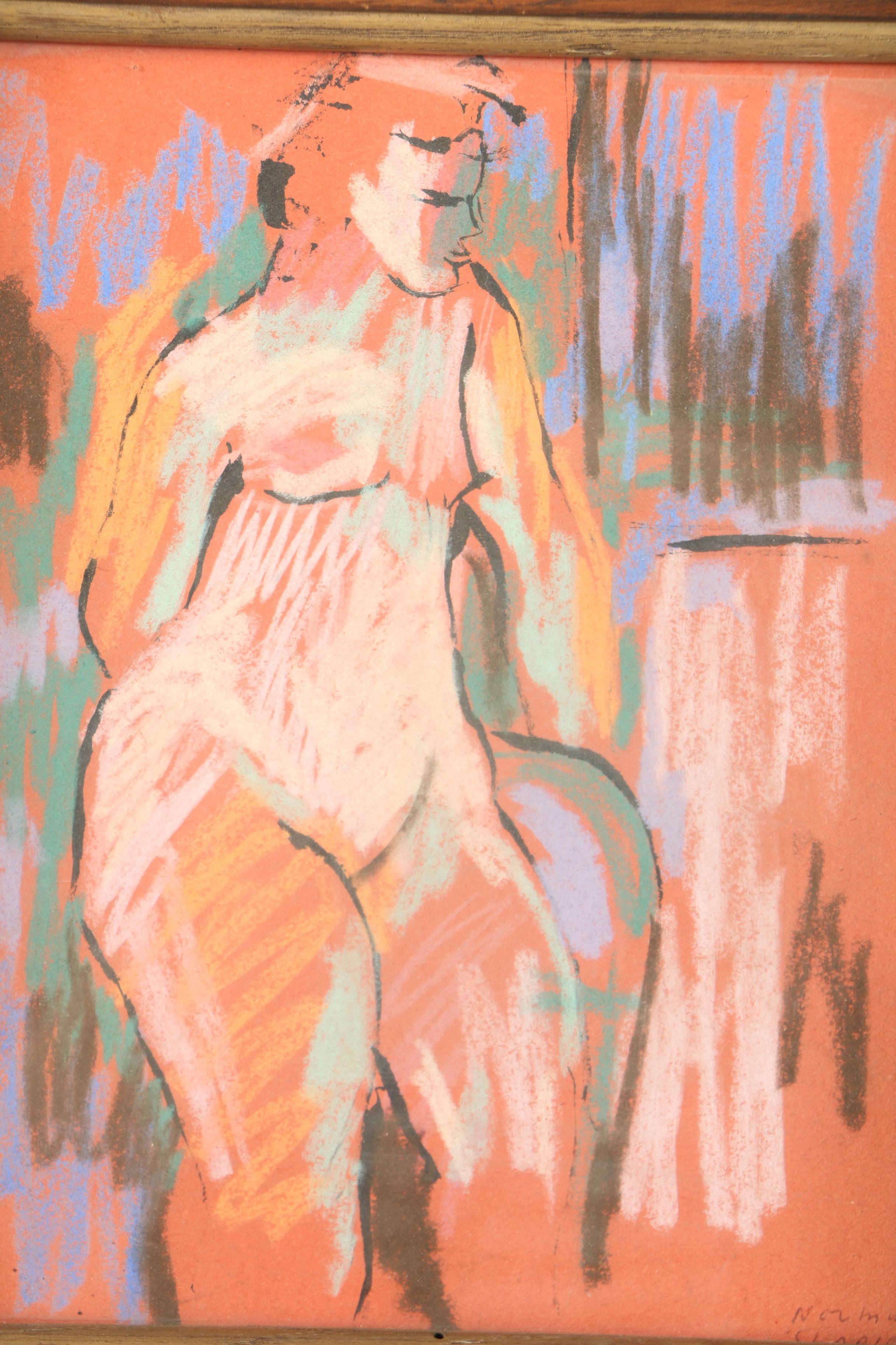 Norman Shapiro Pastel and Ink Drawing of Figure Study